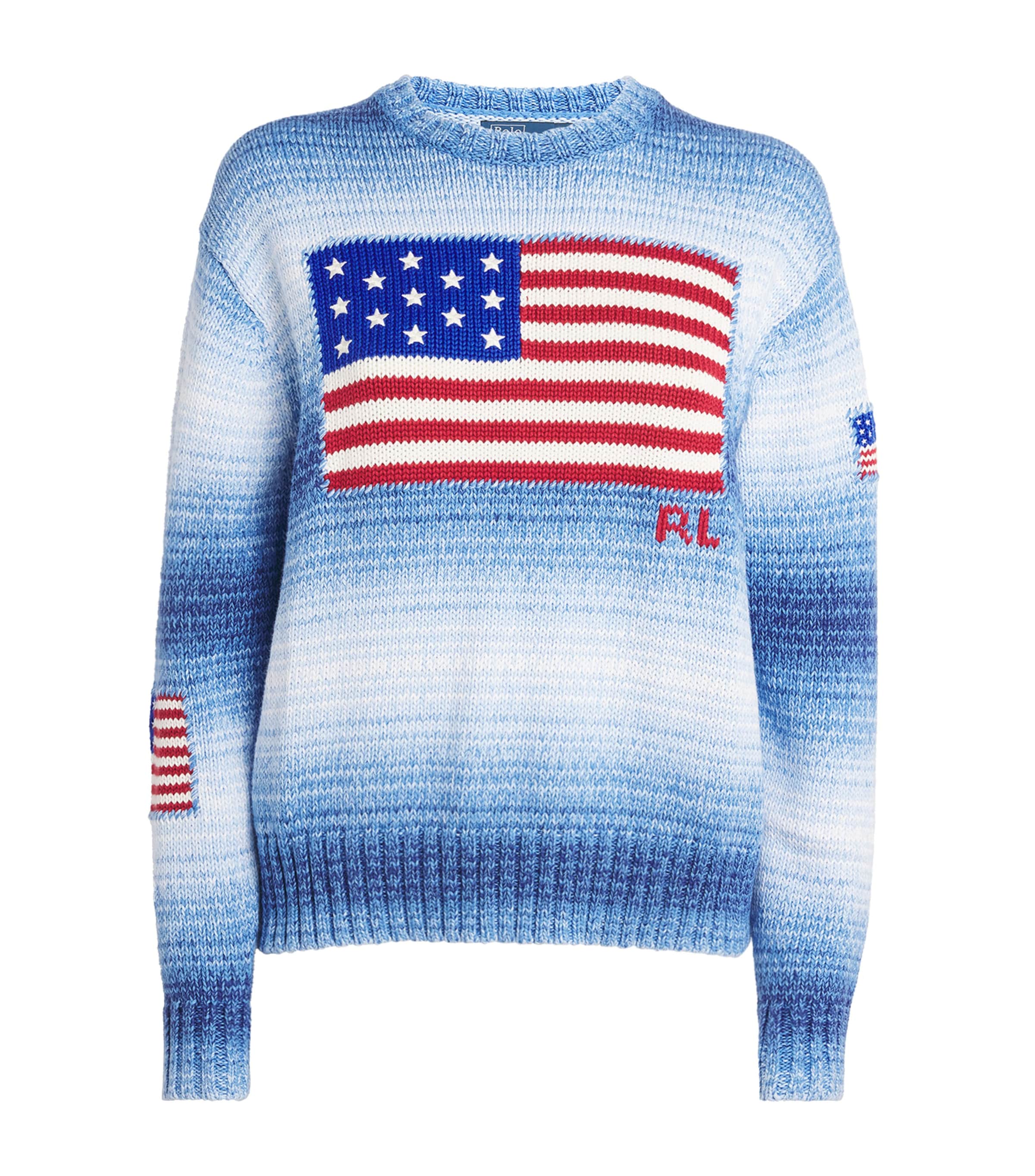 Polo Ralph Lauren Cotton Ombré Flag Sweater In Blue