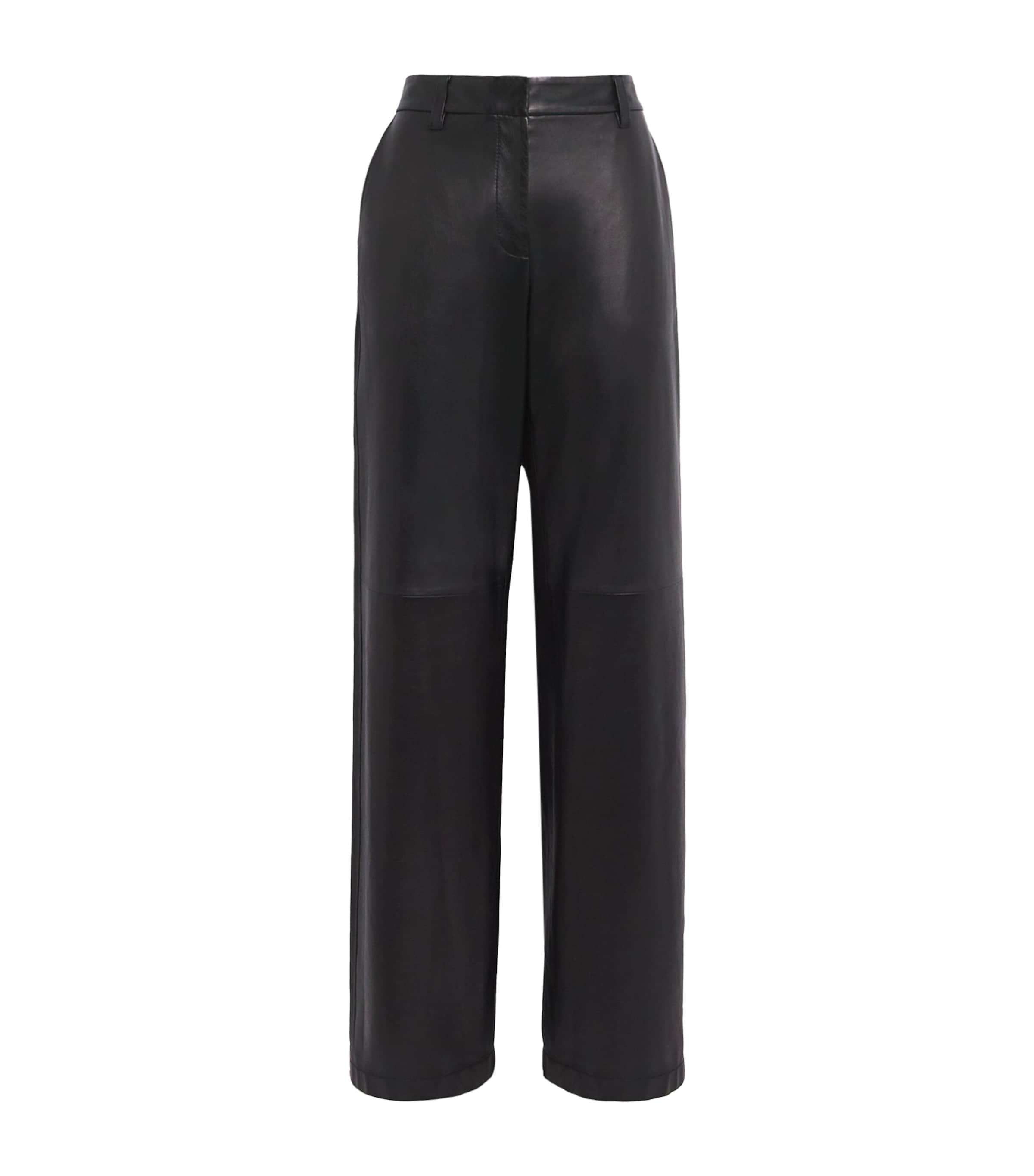 Lafayette 148 Lambskin Sullivan Straight Trousers In Black