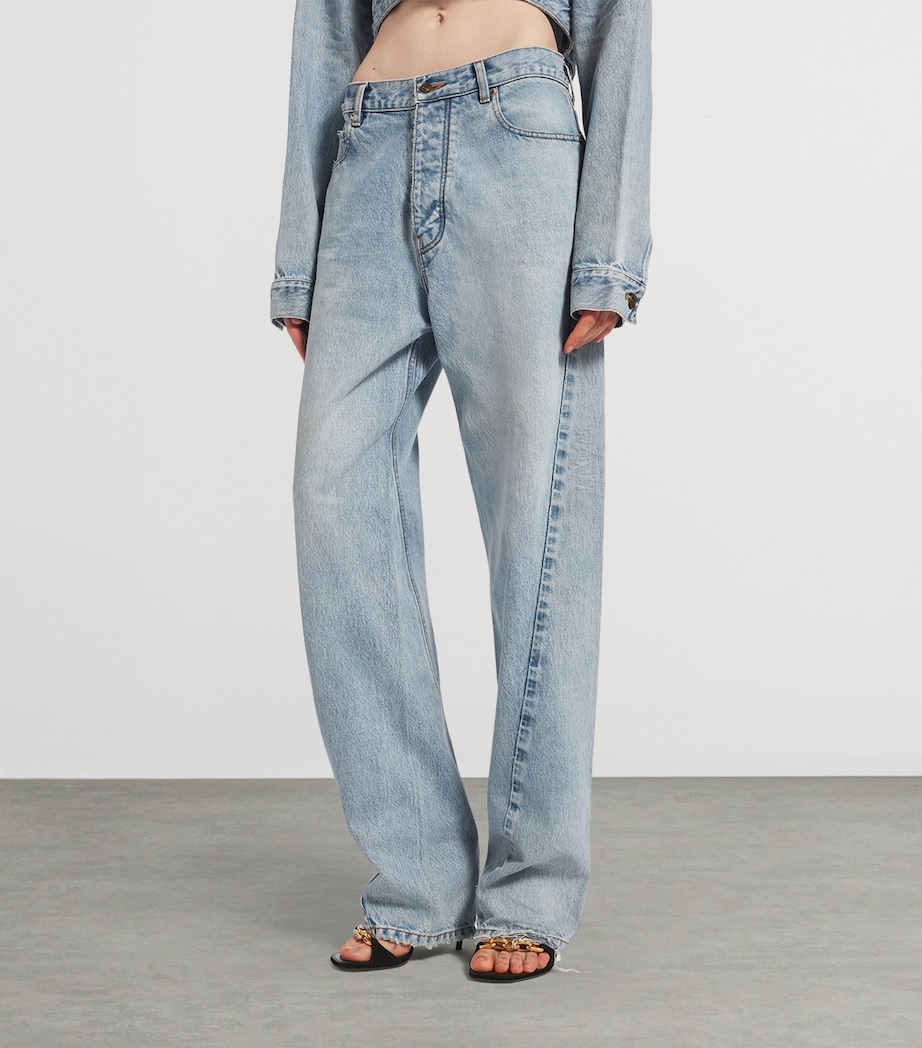 Balenciaga Womens Twisted Seam Straight-Leg Jeans Image 5