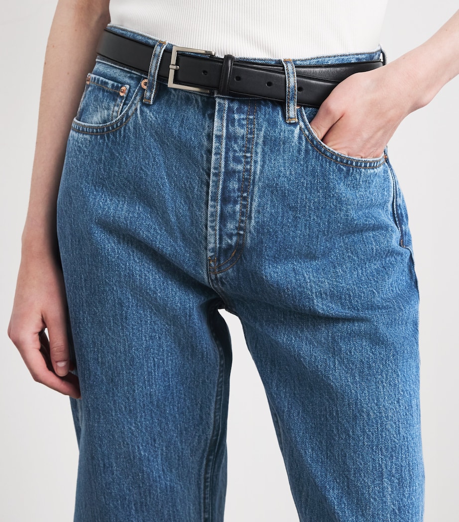 STILL HERE Womens Cut-Out Cowgirl Straight Jeans Classic Blue Image 3