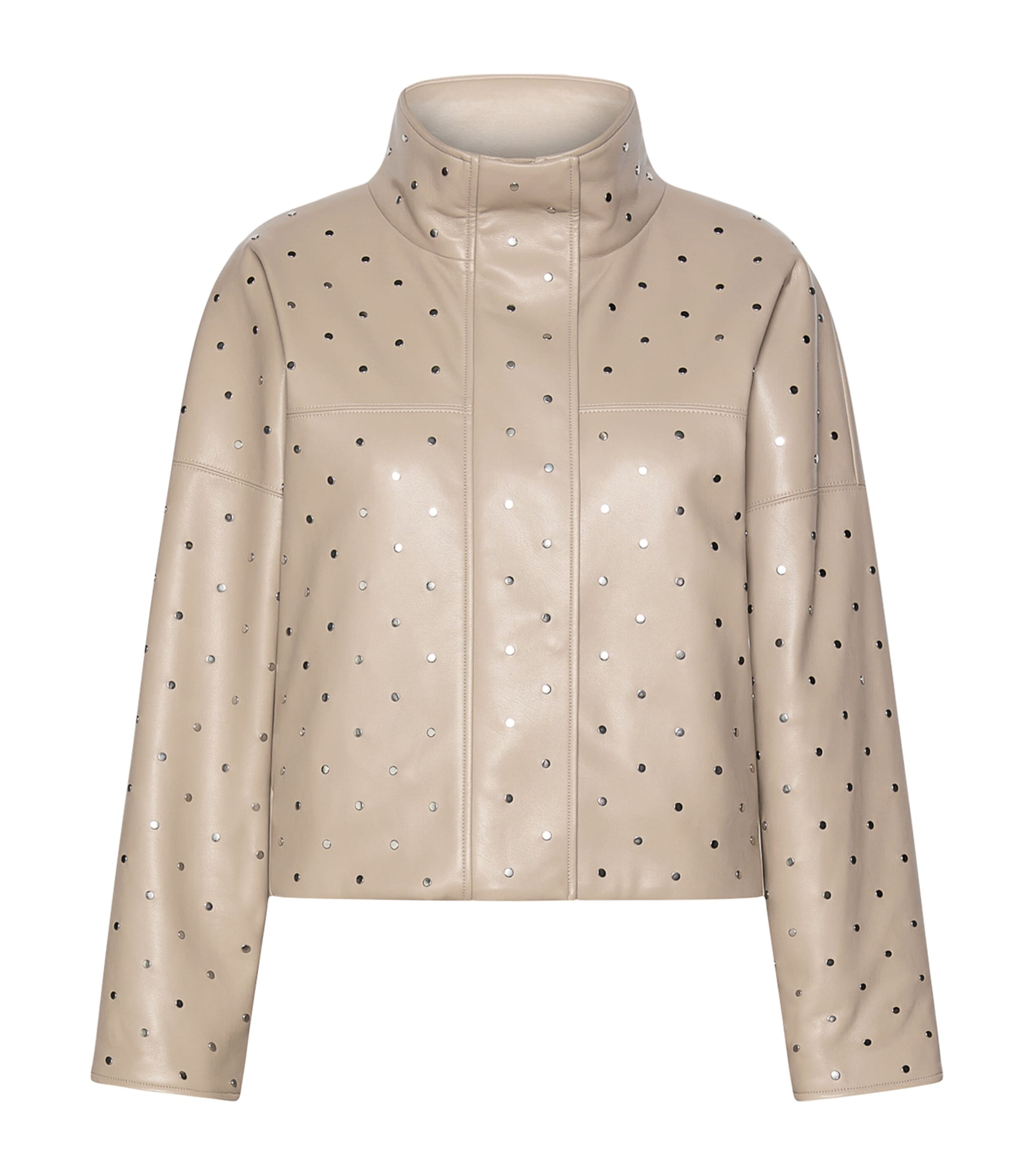 Marella Womens Faux Leather Studded Jacket Turtledove Image 1