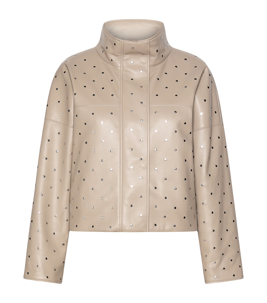Marella Womens Faux Leather Studded Jacket Turtledove Image 1