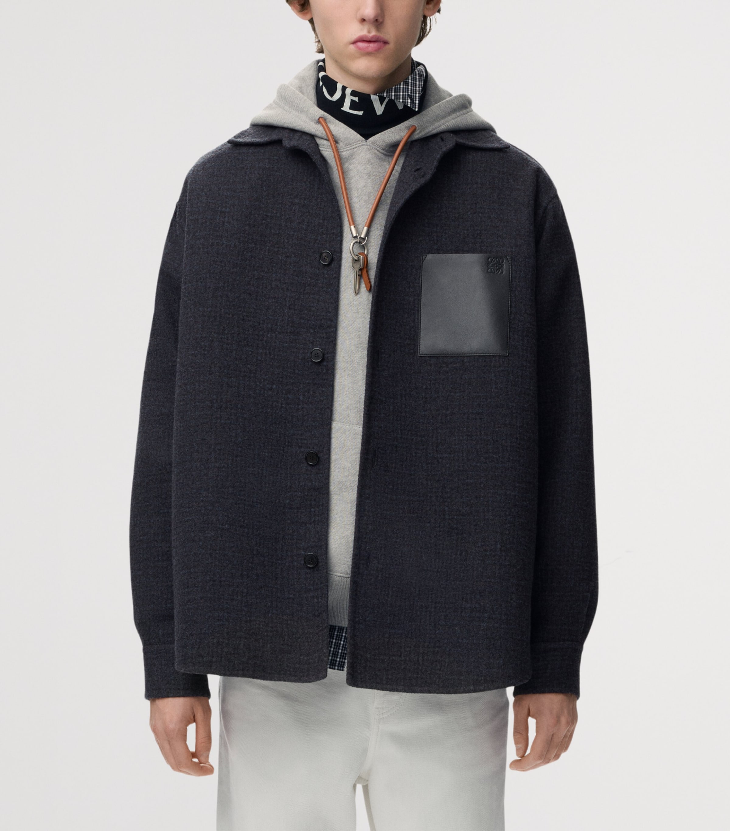 LOEWE Mens Pocket Anagram Overshirt Dark Navy Blue Image 3