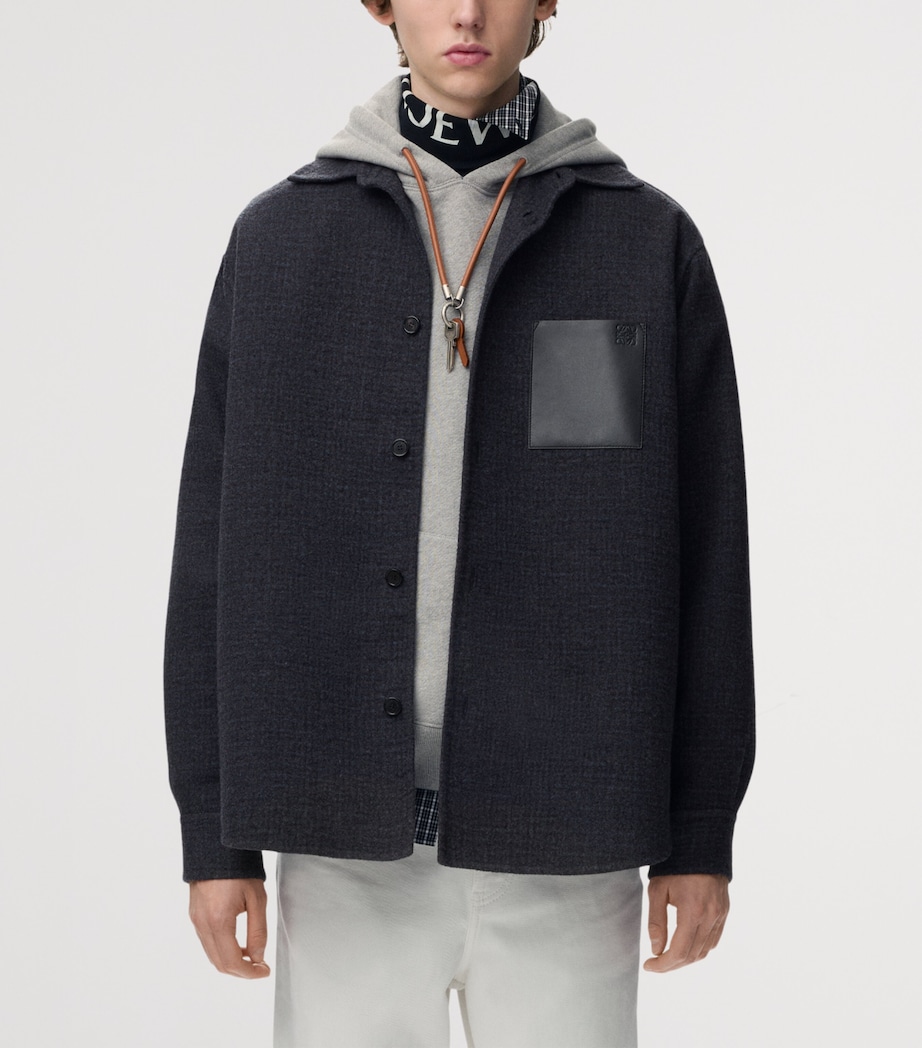 LOEWE Mens Pocket Anagram Overshirt Dark Navy Blue Image 3