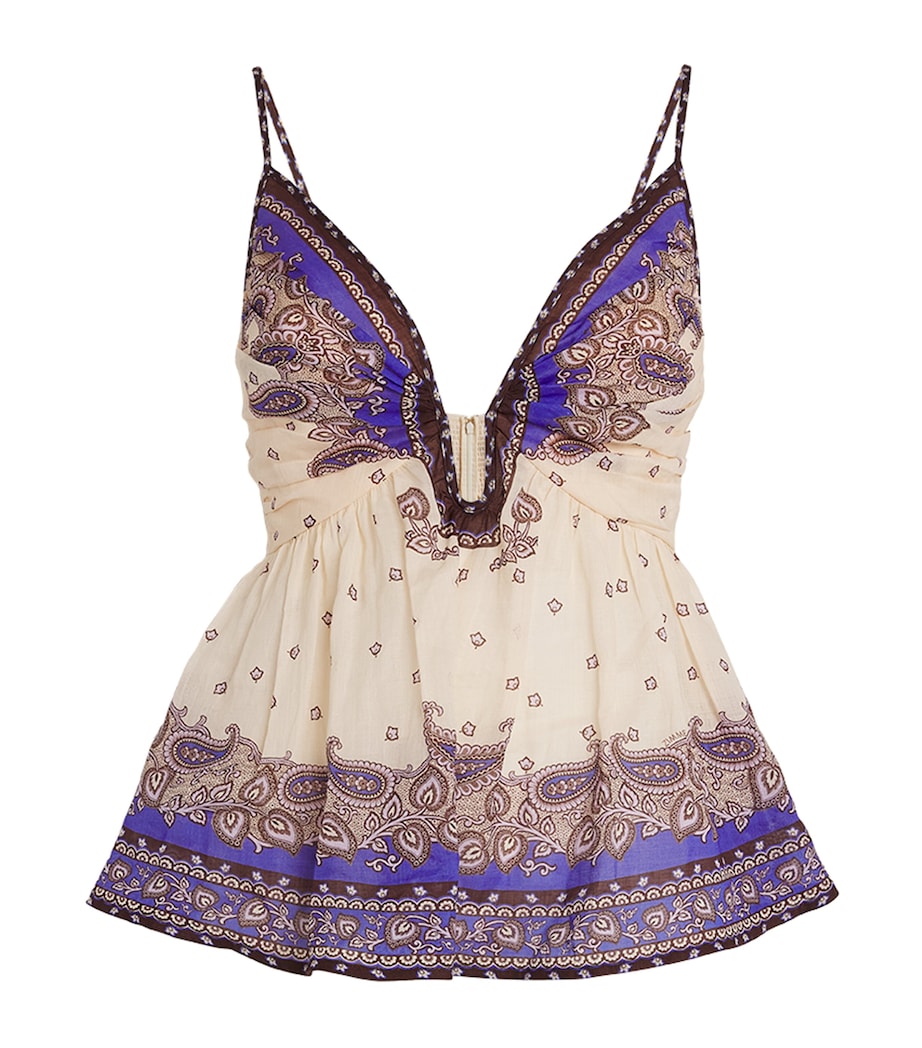 Ramie Peplum Maxine Cami Top PURPLE PAISLEY Image 1