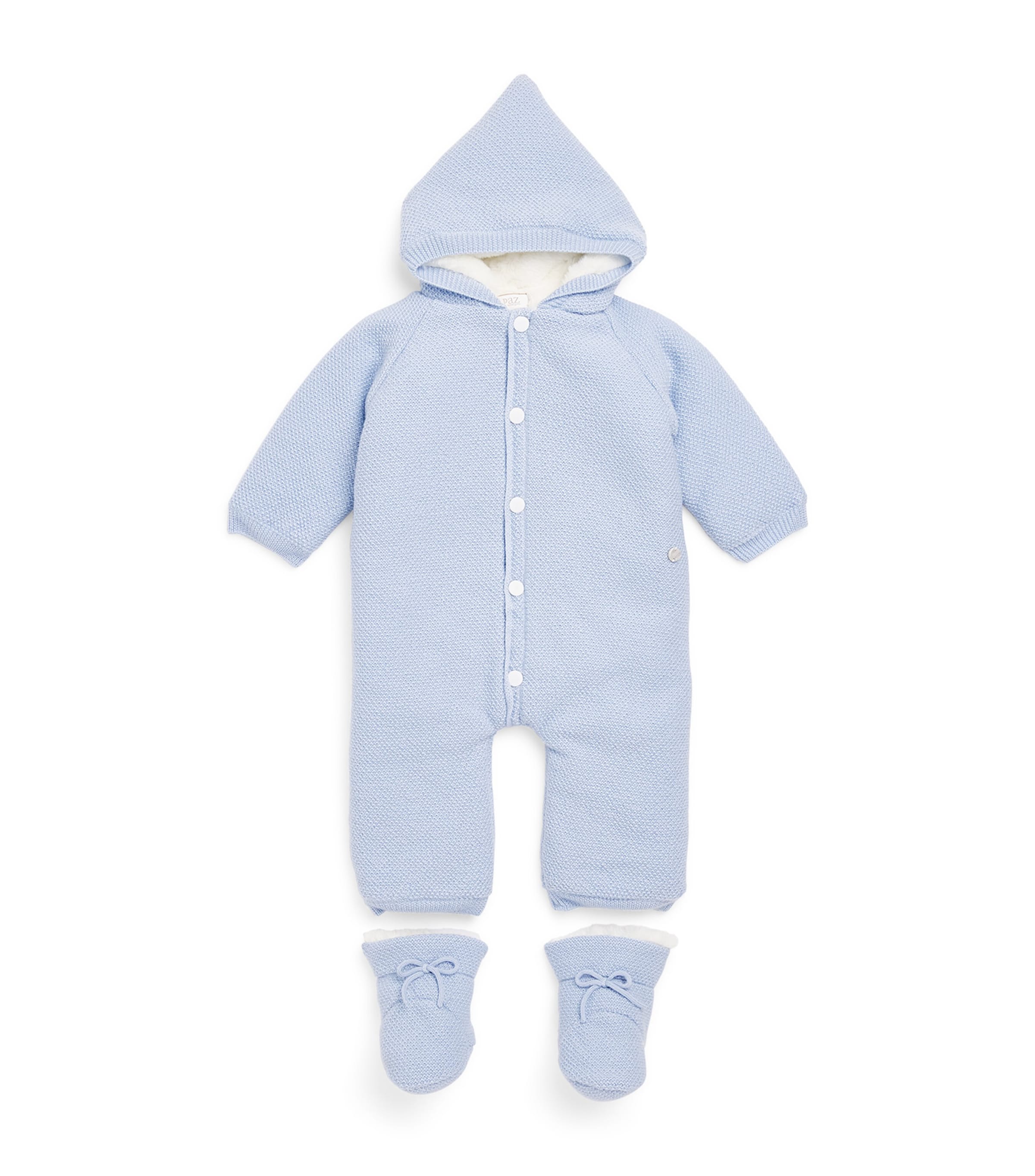 Paz Rodriguez Kids'  Virgin Wool Snowsuit And Booties Set In Blue