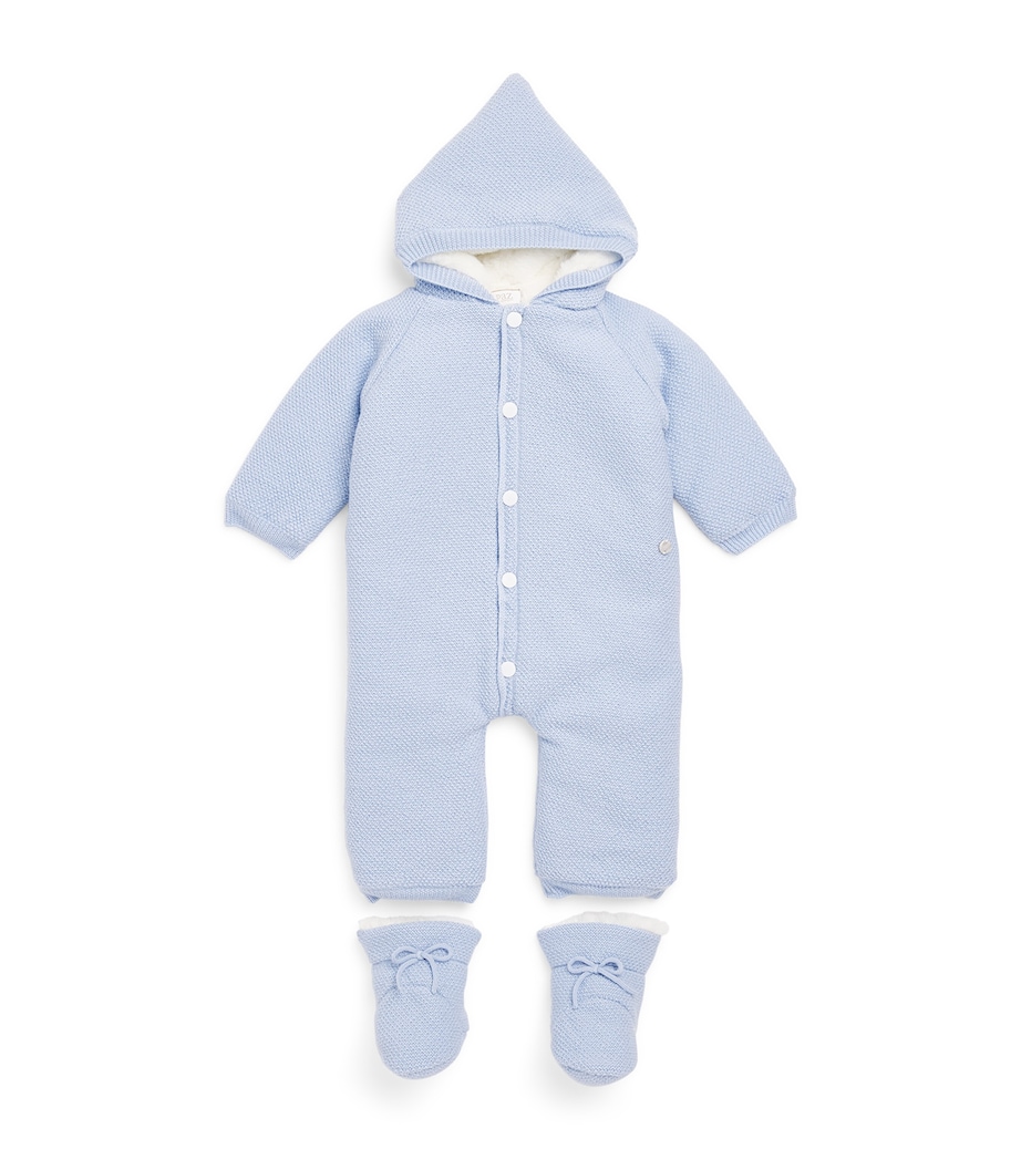 Paz Rodriguez Virgin Wool Snowsuit and Booties Set (1-12 Months) Light Blue Image 1