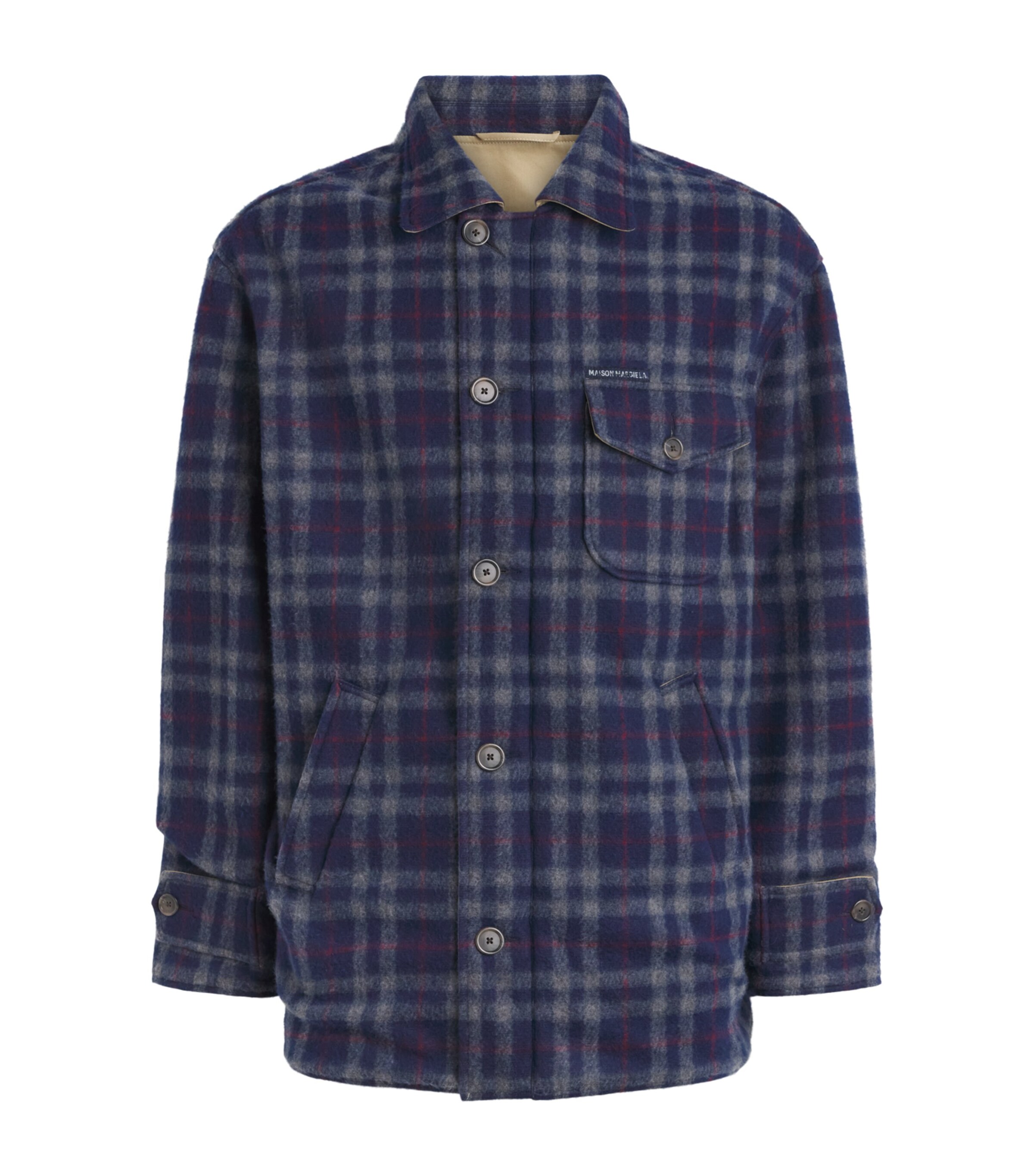 Maison Margiela Mens Cotton Reversible Jacket Beige/blue Image 1