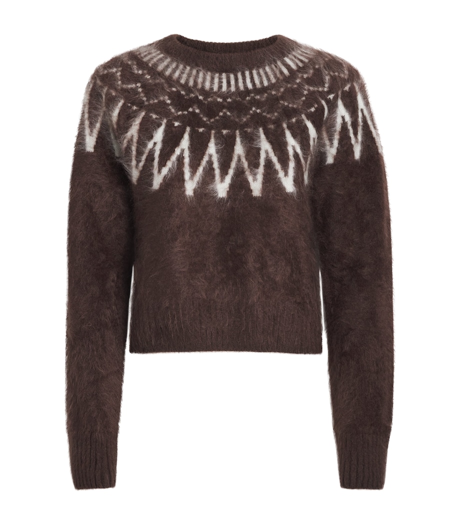 Soft Goat Womens Brushed Cashmere Fair Isle Sweater Mocha Image 1