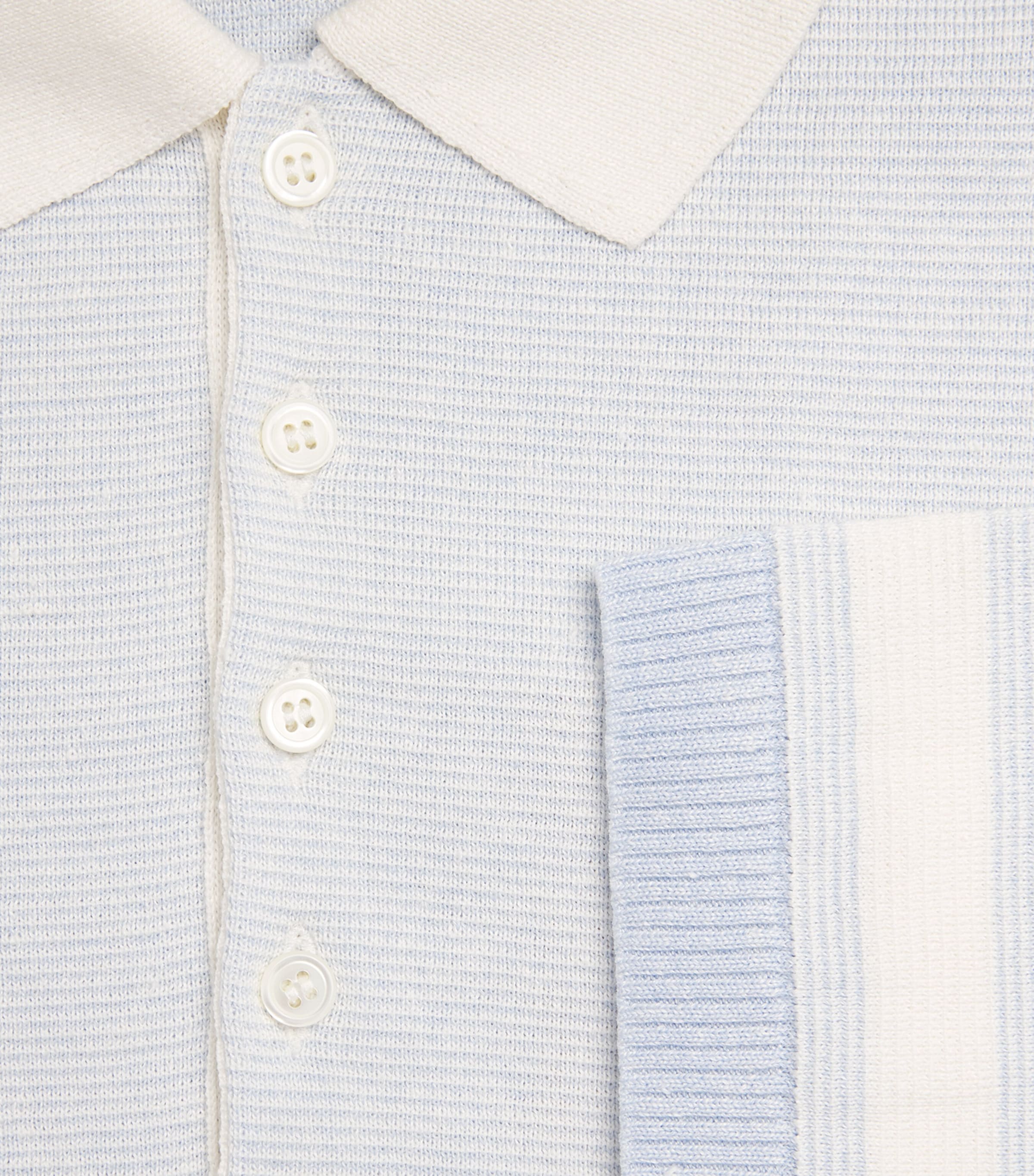 Linen-Cotton 4-Stripe Polo Shirt LIGHT BLUE Image 5