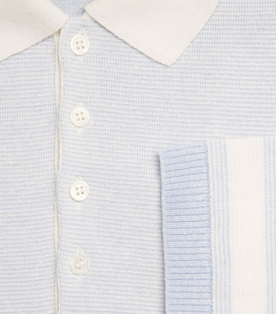 Linen-Cotton 4-Stripe Polo Shirt LIGHT BLUE Image 5