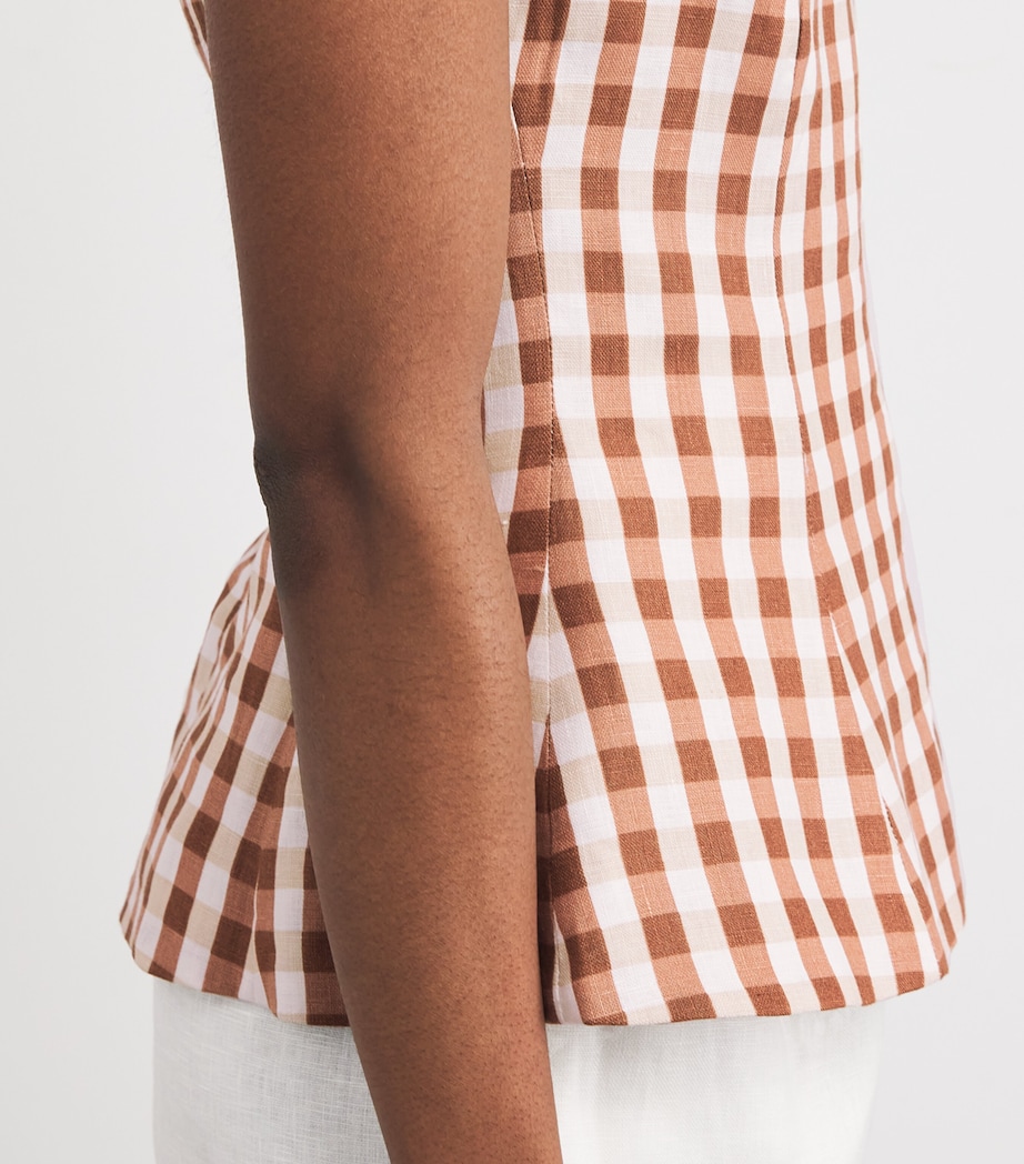 Faithfull the Brand Womens Linen Gingham Ana Top Gingham Cedar Image 6