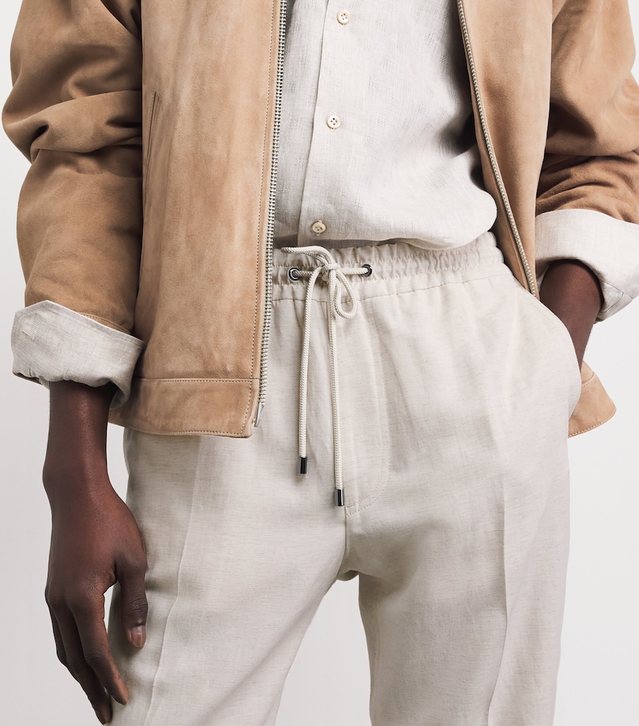 Pal Zileri Mens Lyocell-Linen Drawstring Trousers Natural Image 3