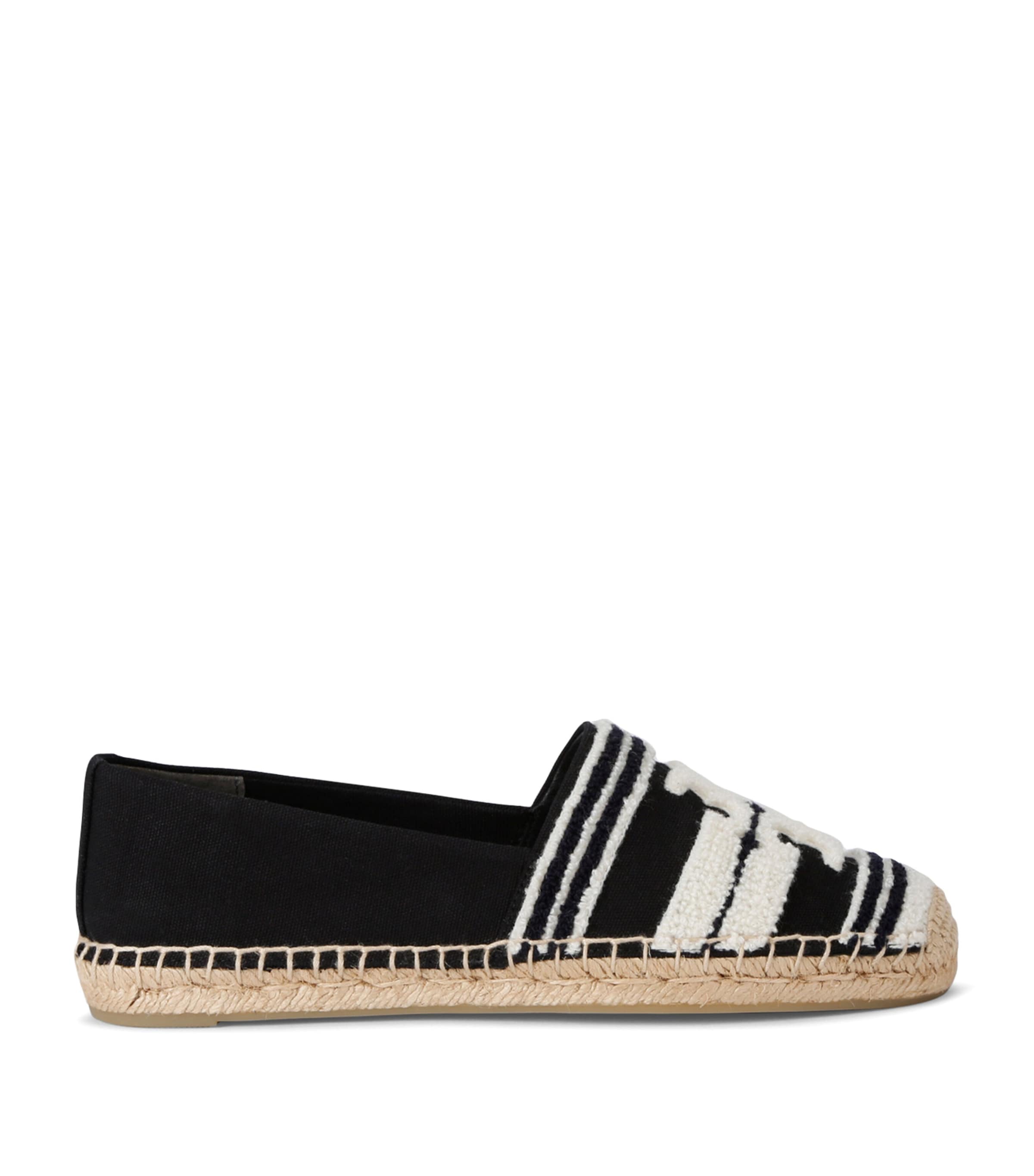 Tory Burch Monogram Espadrilles In Black