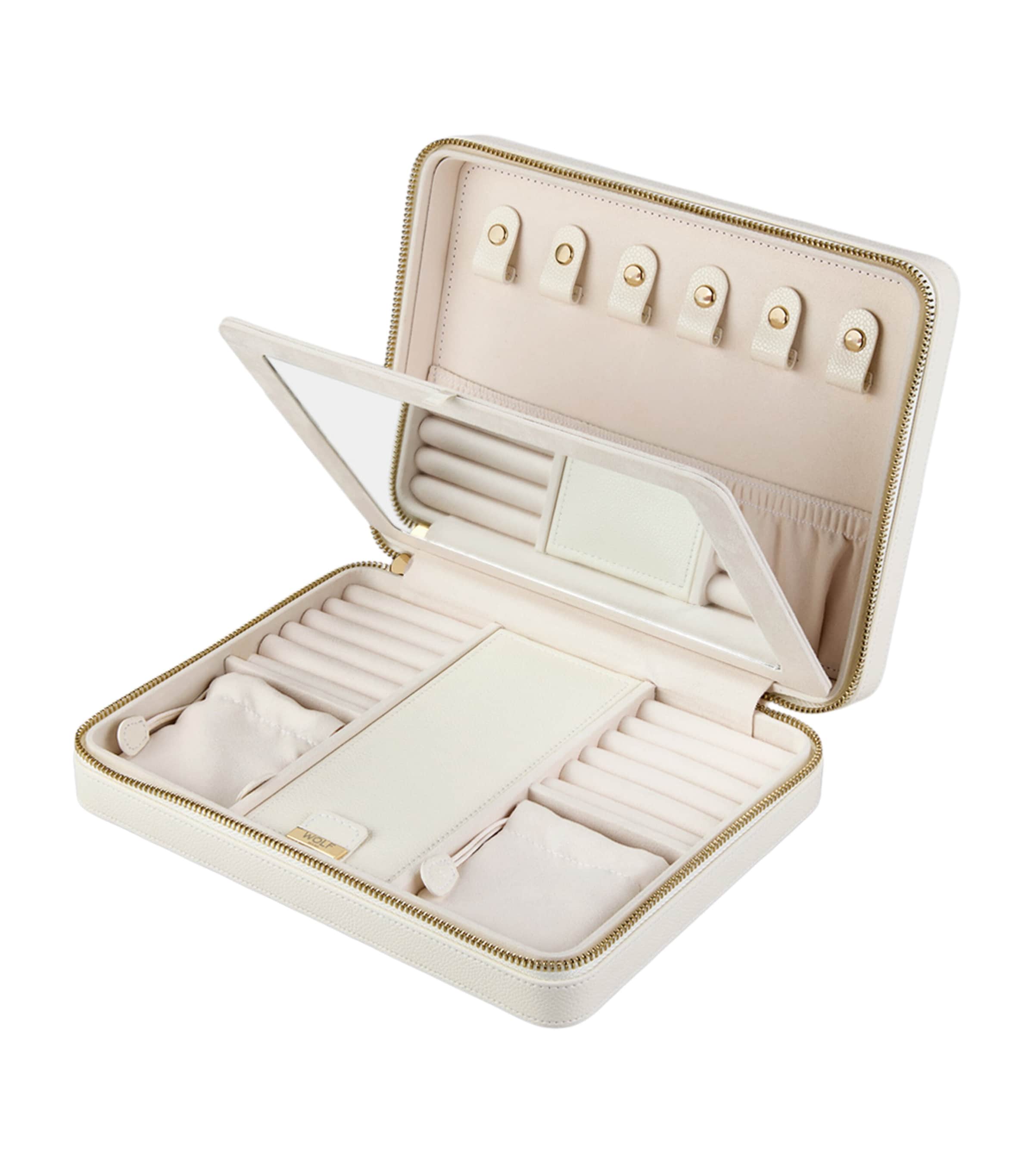 WOLF Large Lauren Travel Jewellery Case Ivory Image 4