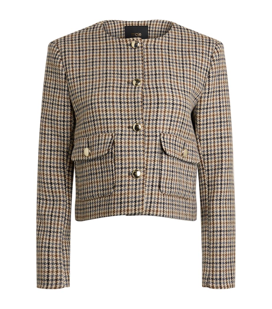 Wool-Blend Check Jacket BEIGE Image 1