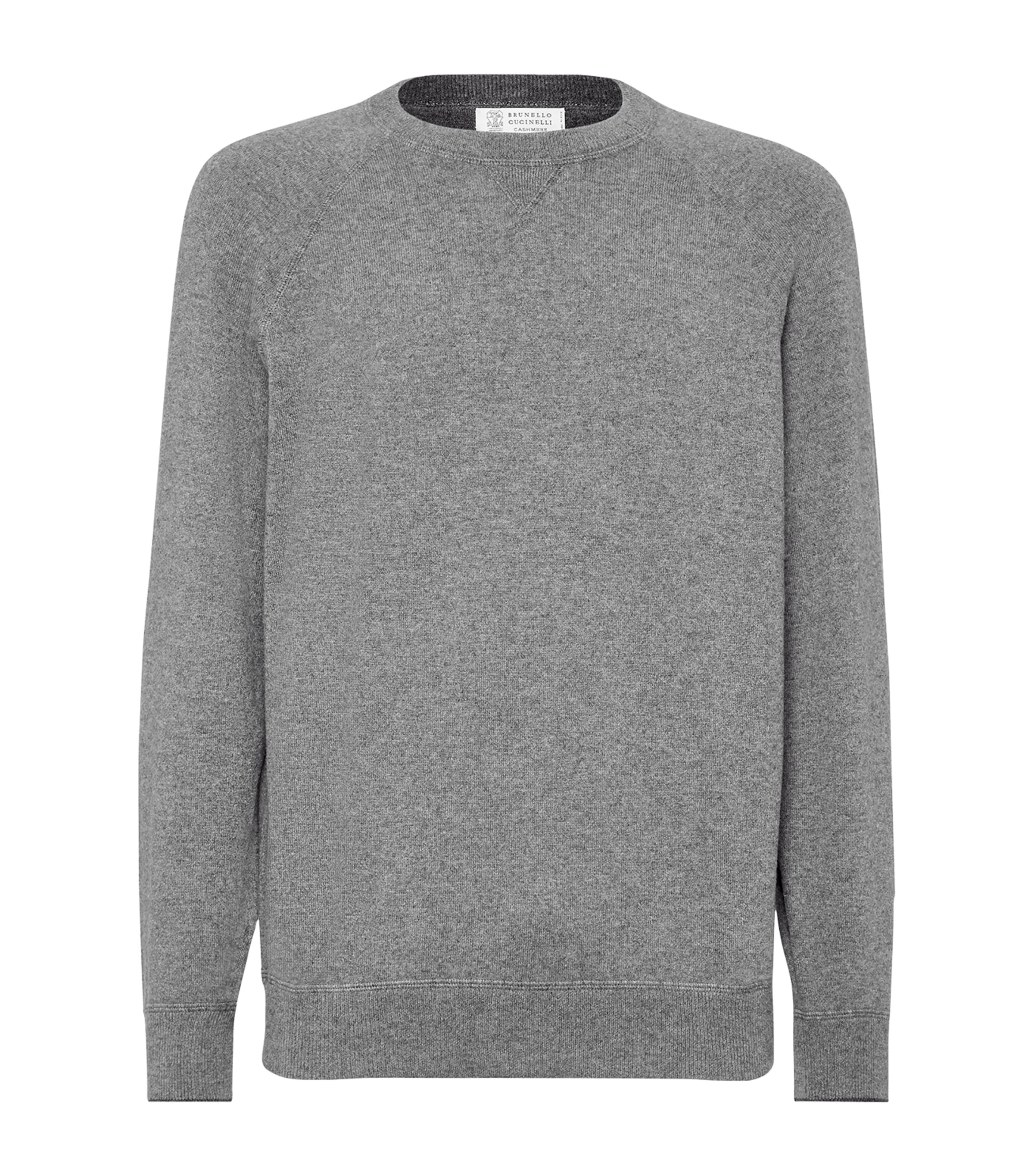 Brunello Cucinelli Cashmere Raglan-sleeve Sweater In Grey