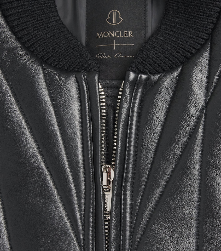 Rick Owens Mens x Moncler Leather Geocamo Cropped Bomber Jacket Black Image 6