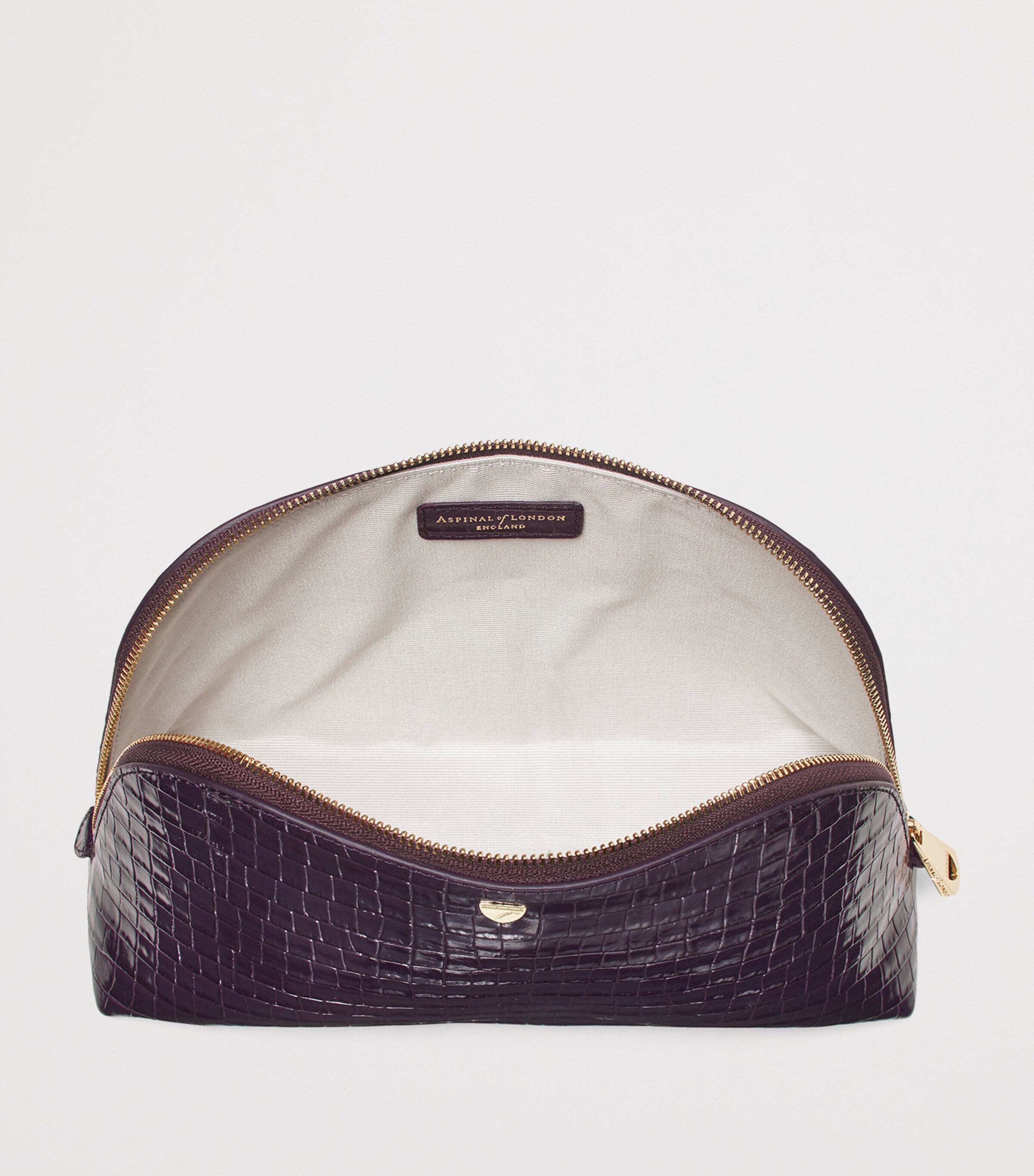 Large Leather Croc-Embossed Cosmetic Case FIG Image 4