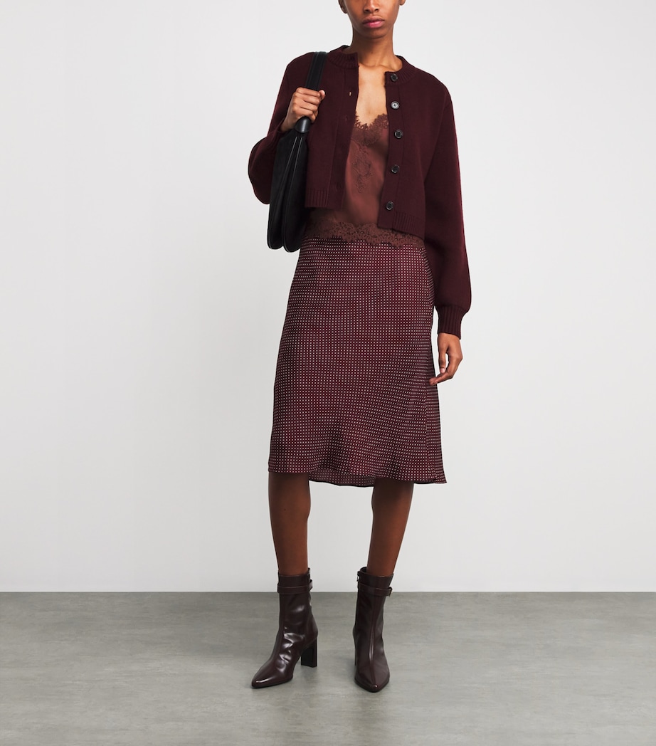 DÔEN Womens Silk Lace-Trim Kira Top Café Brun Image 2