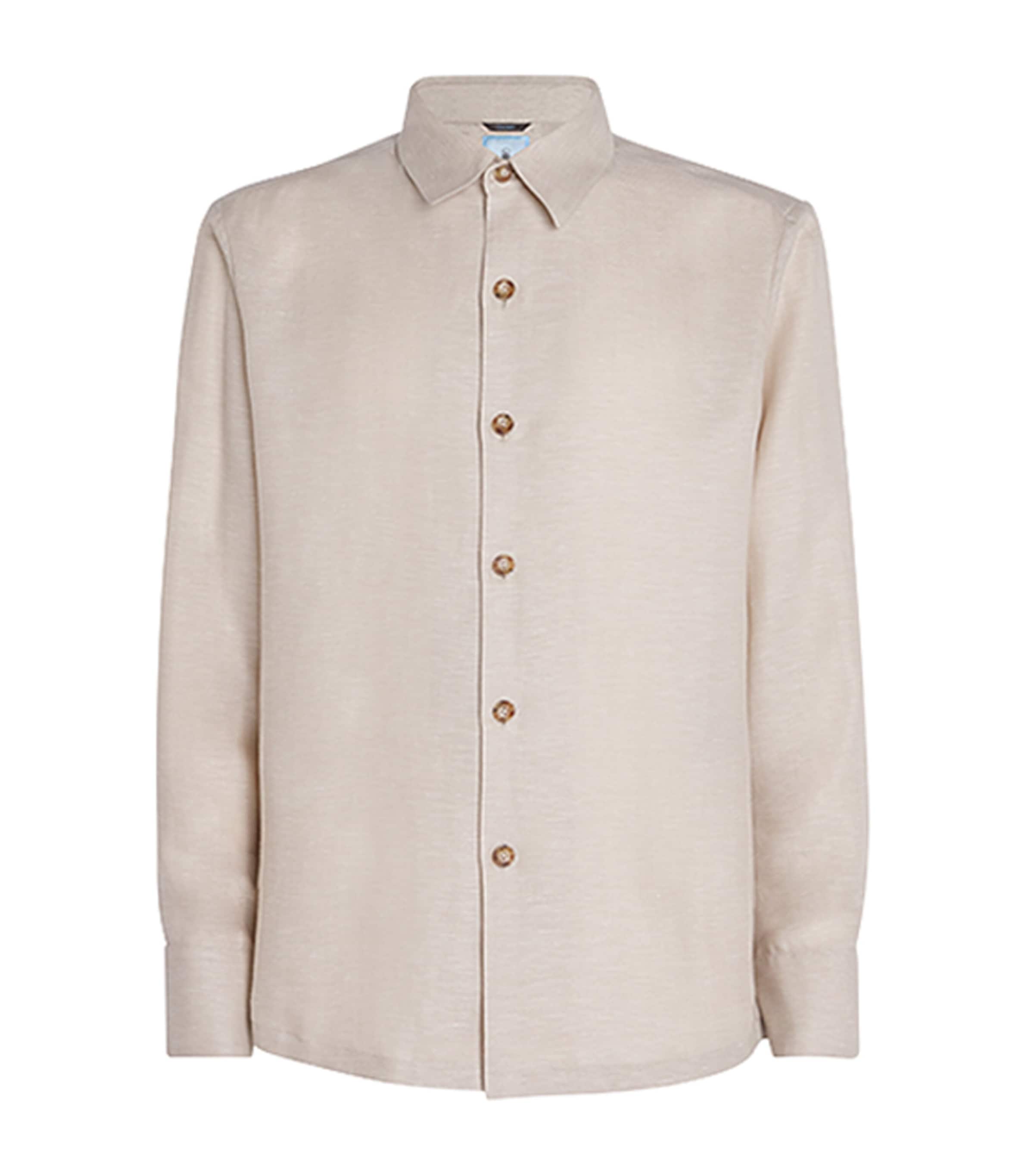 Colombo Mens Cashmere-Linen Shirt Sand Image 1