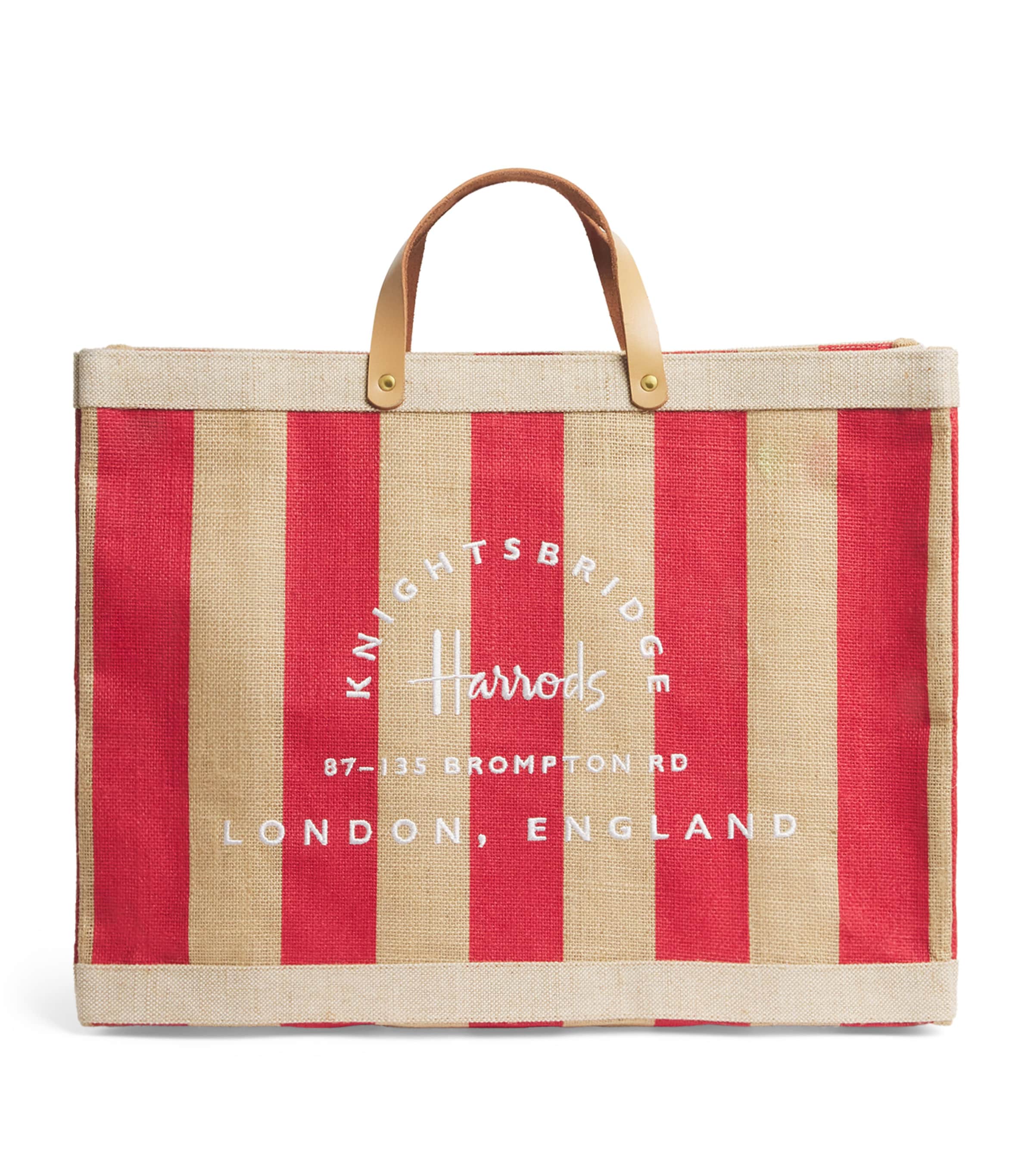 Large Canvas Stripe Knightsbridge Shopper Bag RED Image 1