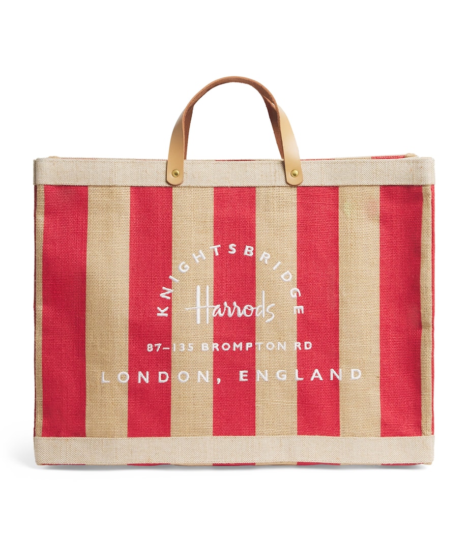 Large Canvas Stripe Knightsbridge Shopper Bag RED Image 1