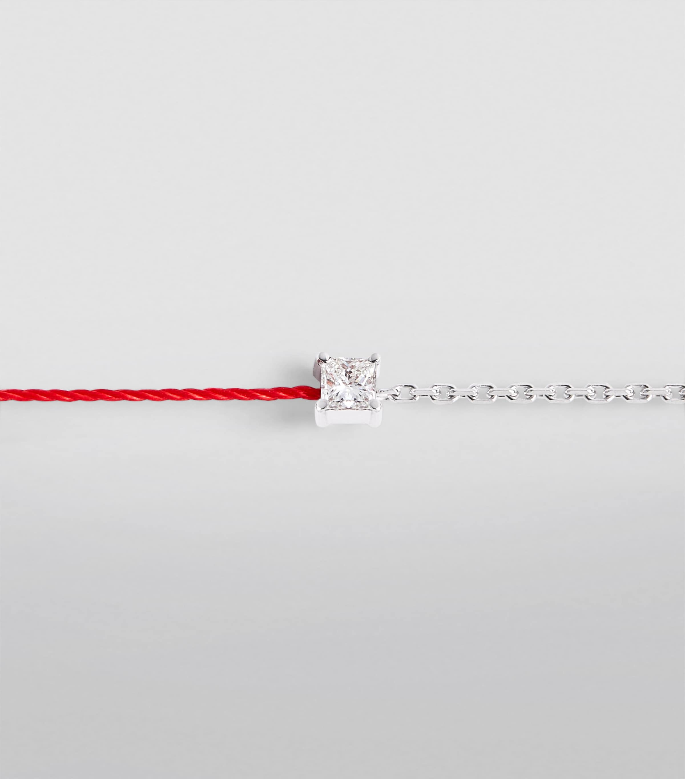 White Gold and Diamond Royal String Bracelet RED Image 2