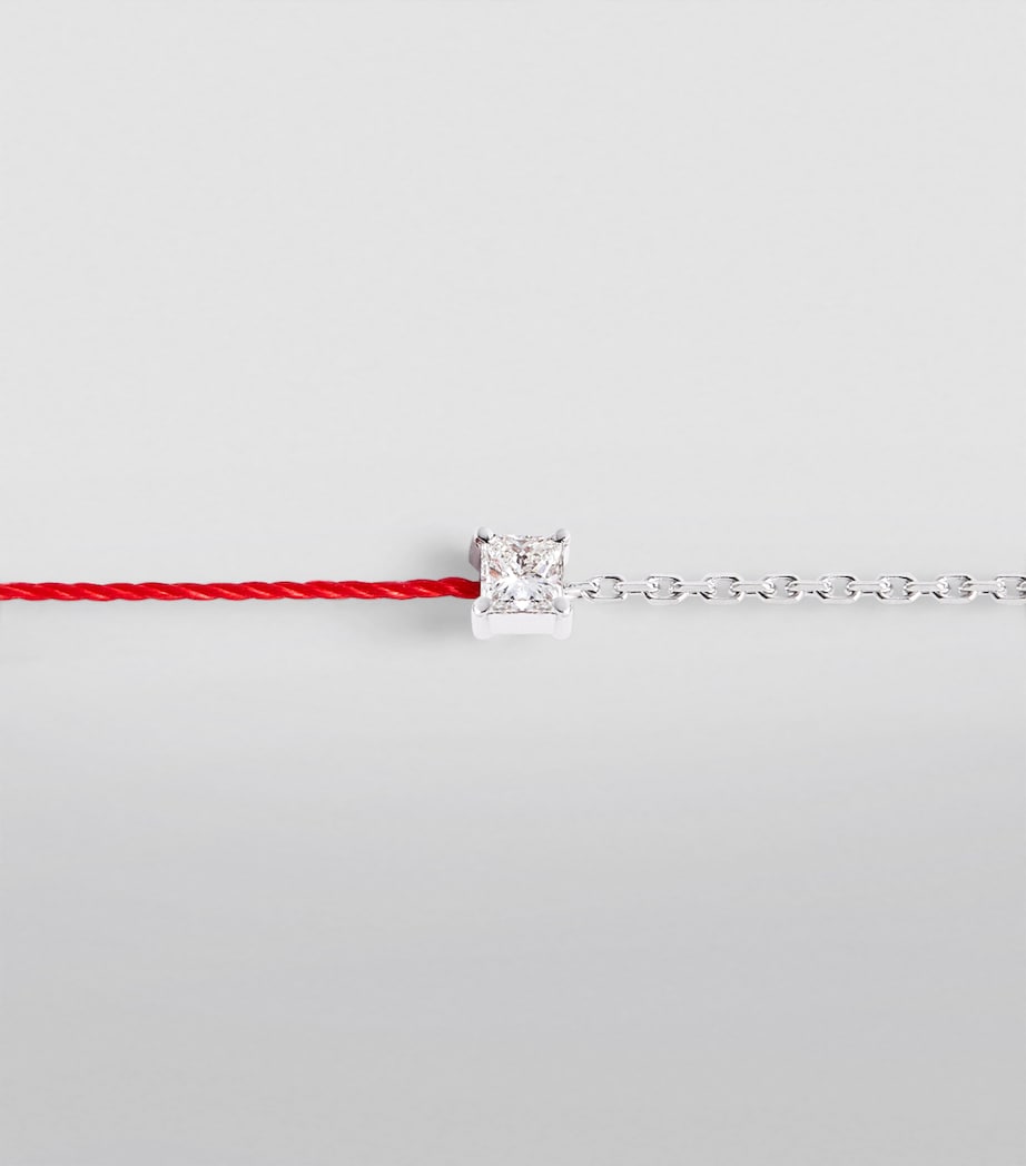 White Gold and Diamond Royal String Bracelet RED Image 2