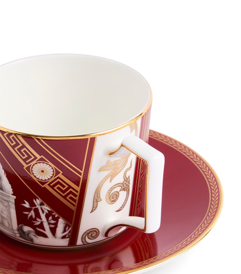 Renaissance Teacup and Saucer RED Image 4