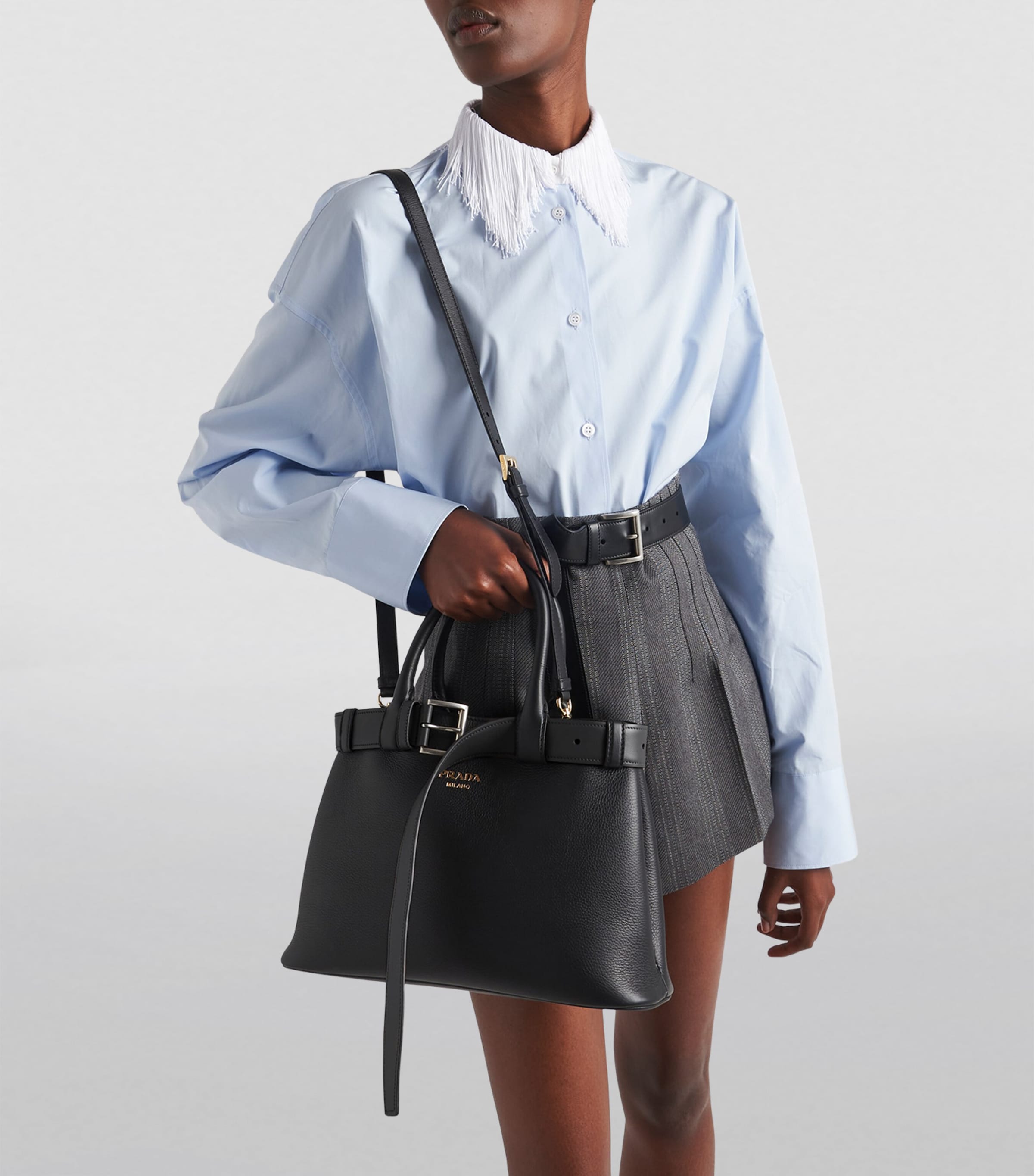 Medium Leather Buckle Tote Bag F0002 Image 6