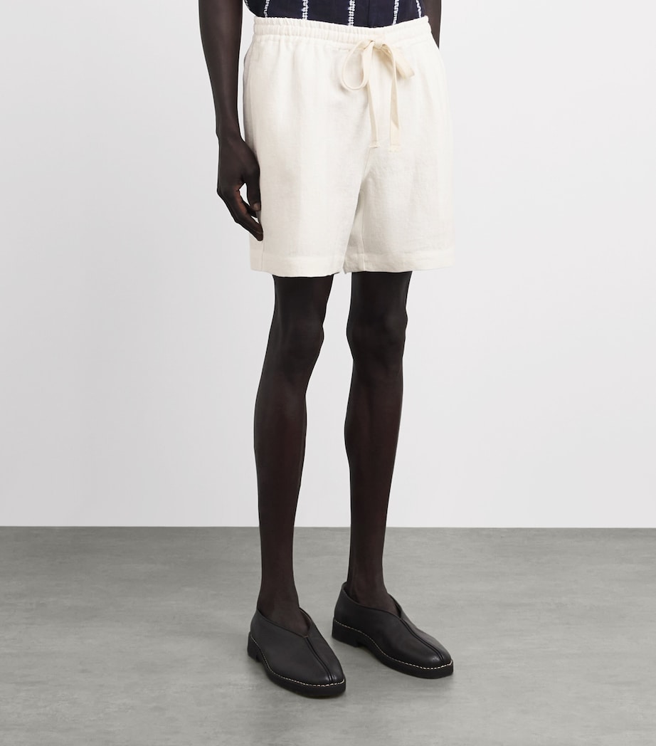 COMMAS Mens Linen Drawstring Shorts White Image 4