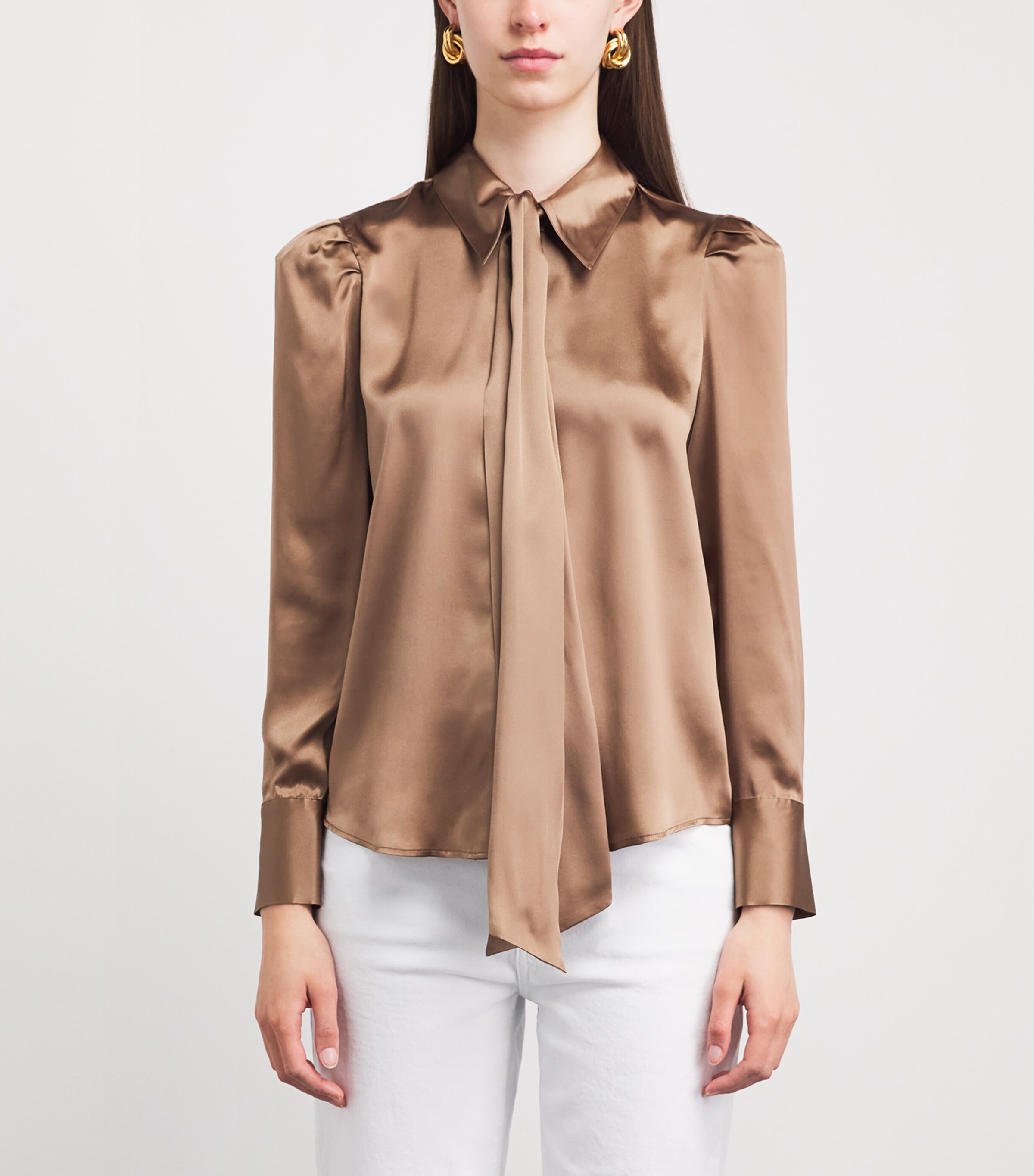 L'Agence Womens Silk Tie Blouse Portabella Image 4