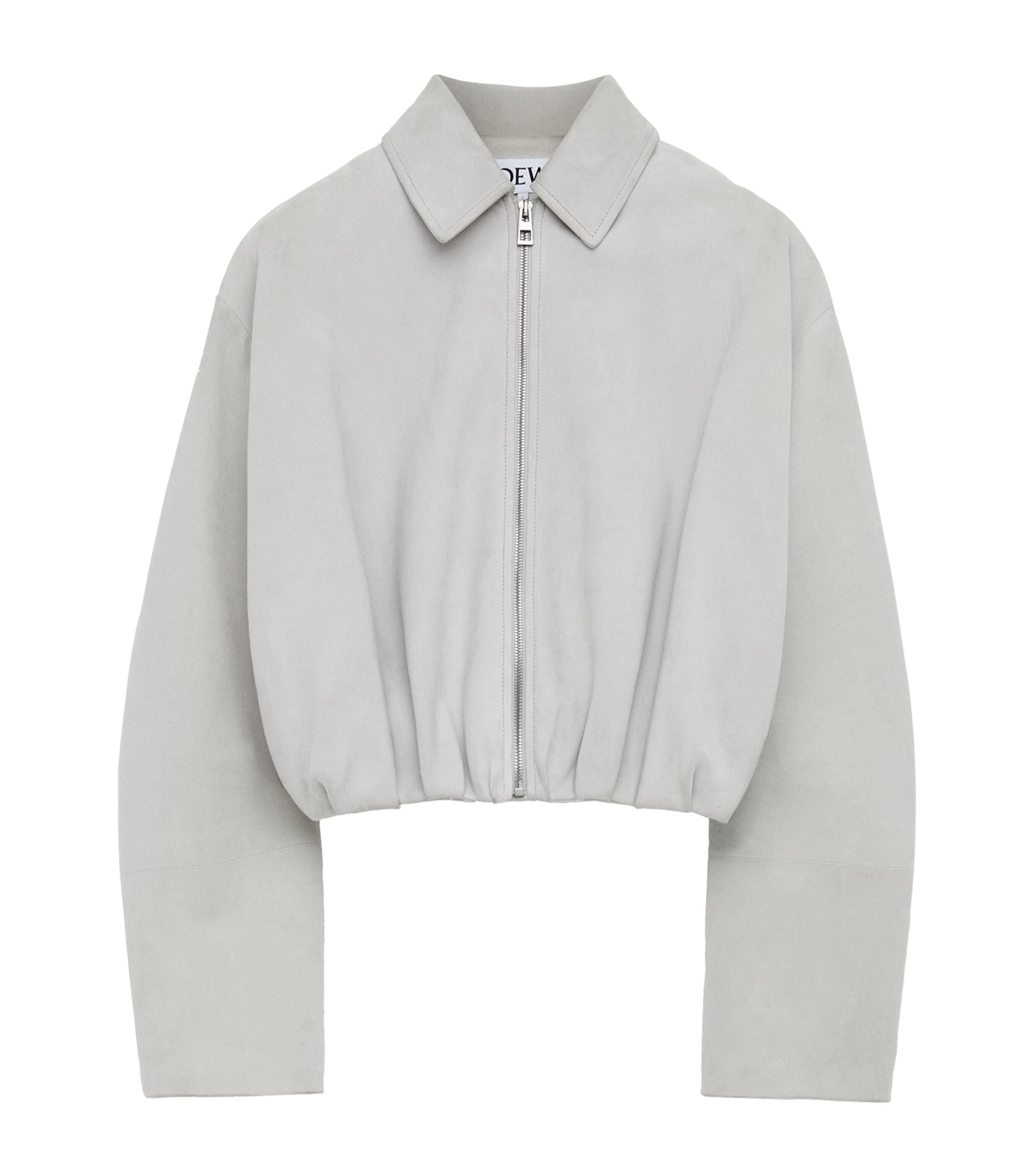 Loewe Draped Suede Jacket In Gray