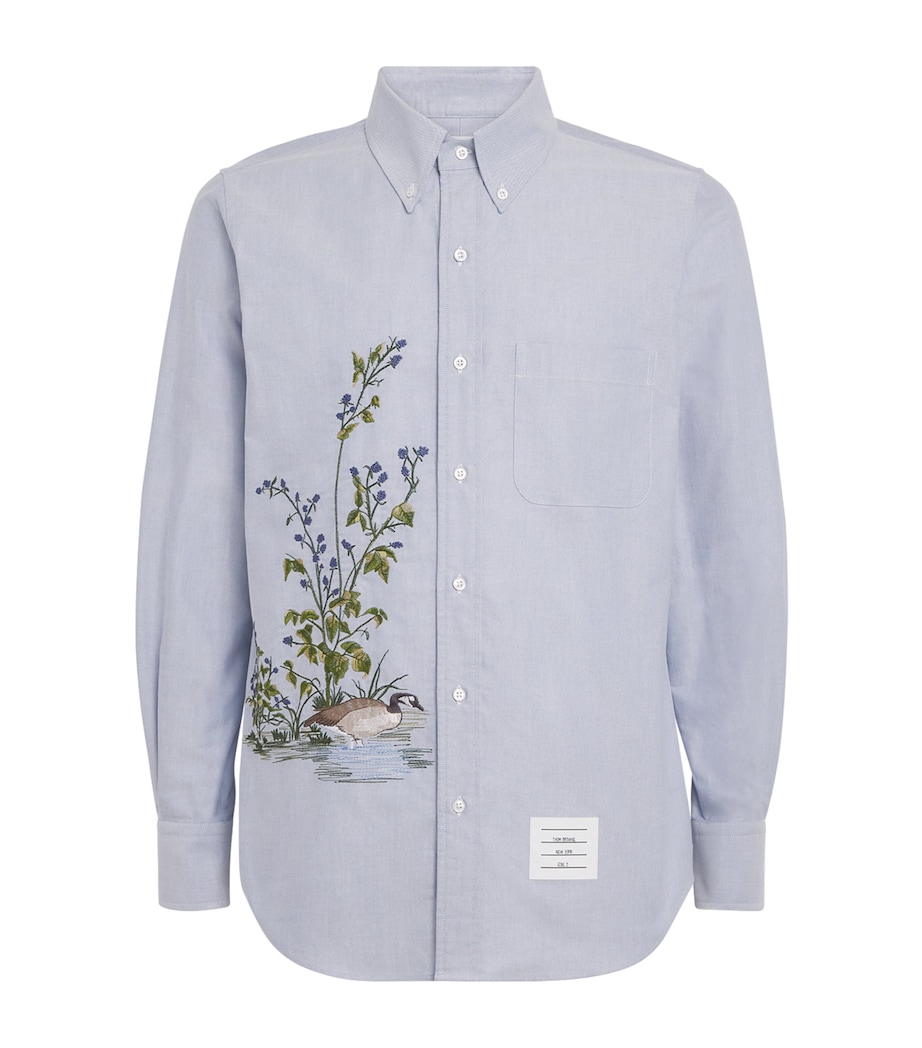 Cotton Embroidered Scenic Goose Shirt LIGHT BLUE Image 1