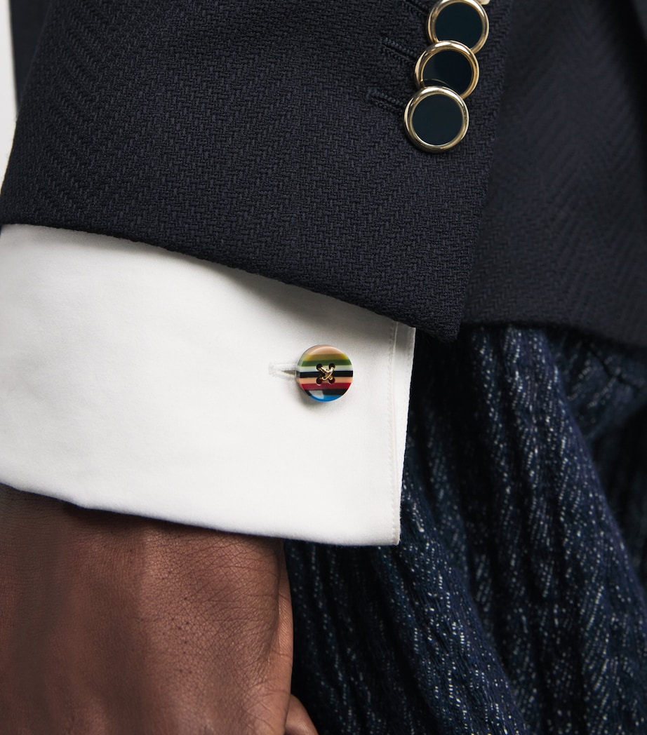 Signature Stripe Button Cufflinks MULTICOLOUR Image 2