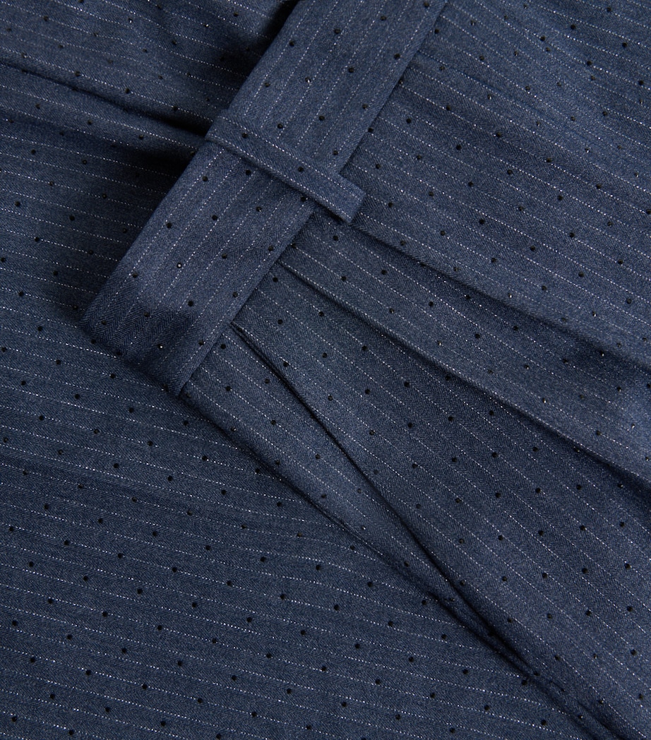 Stripe Rhinestone-Embellished Trousers BLUE Image 2