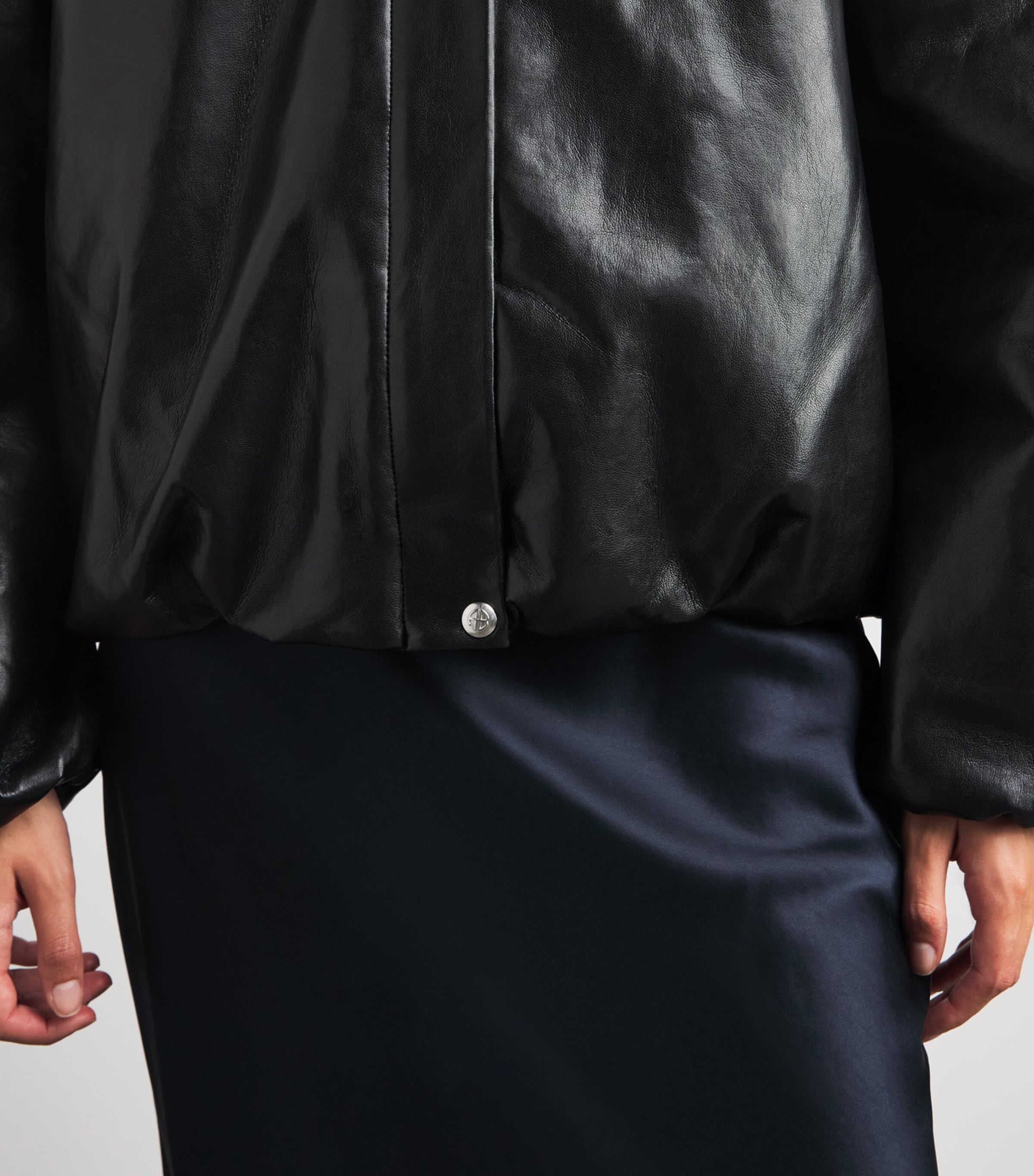 ANINE BING Womens Regenerated Leather Cyrus Jacket Black Image 3