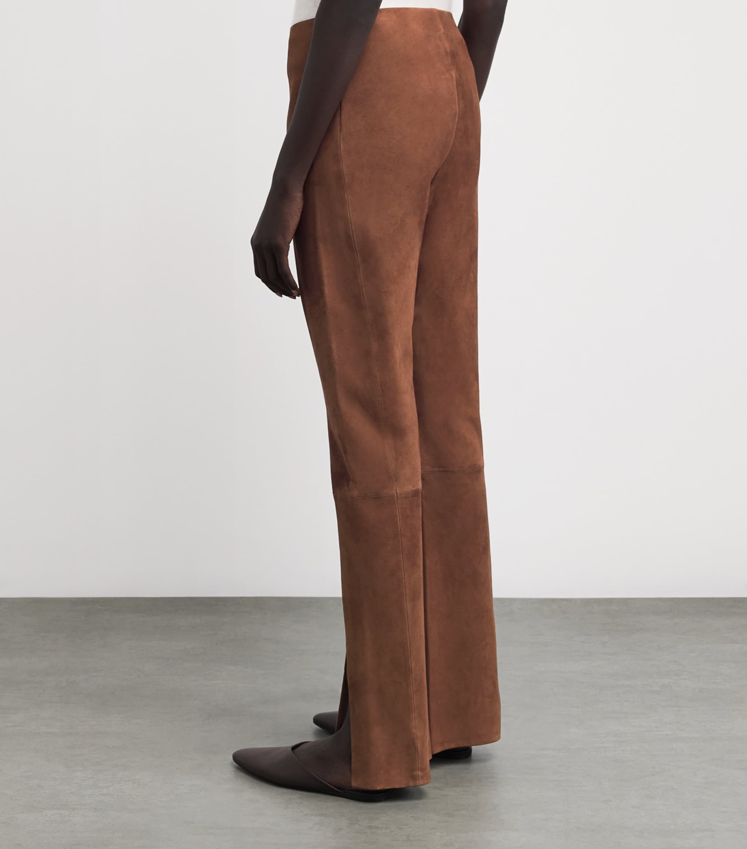 Lambskin Suede Slim Trousers D3G-CARAMEL Image 4
