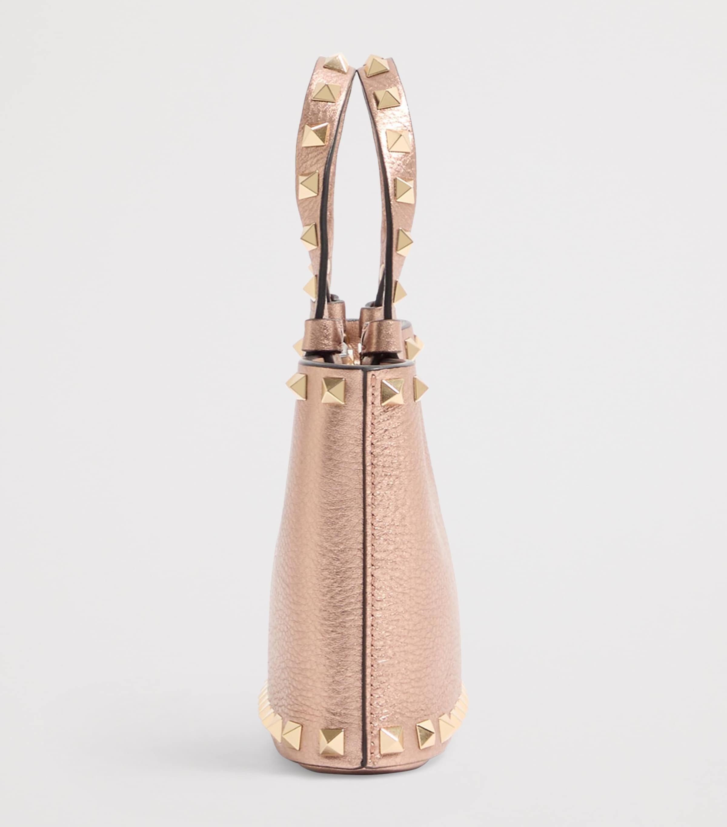 Mini Metallic Leather Rockstud Top-Handle Bag GF9 Image 4