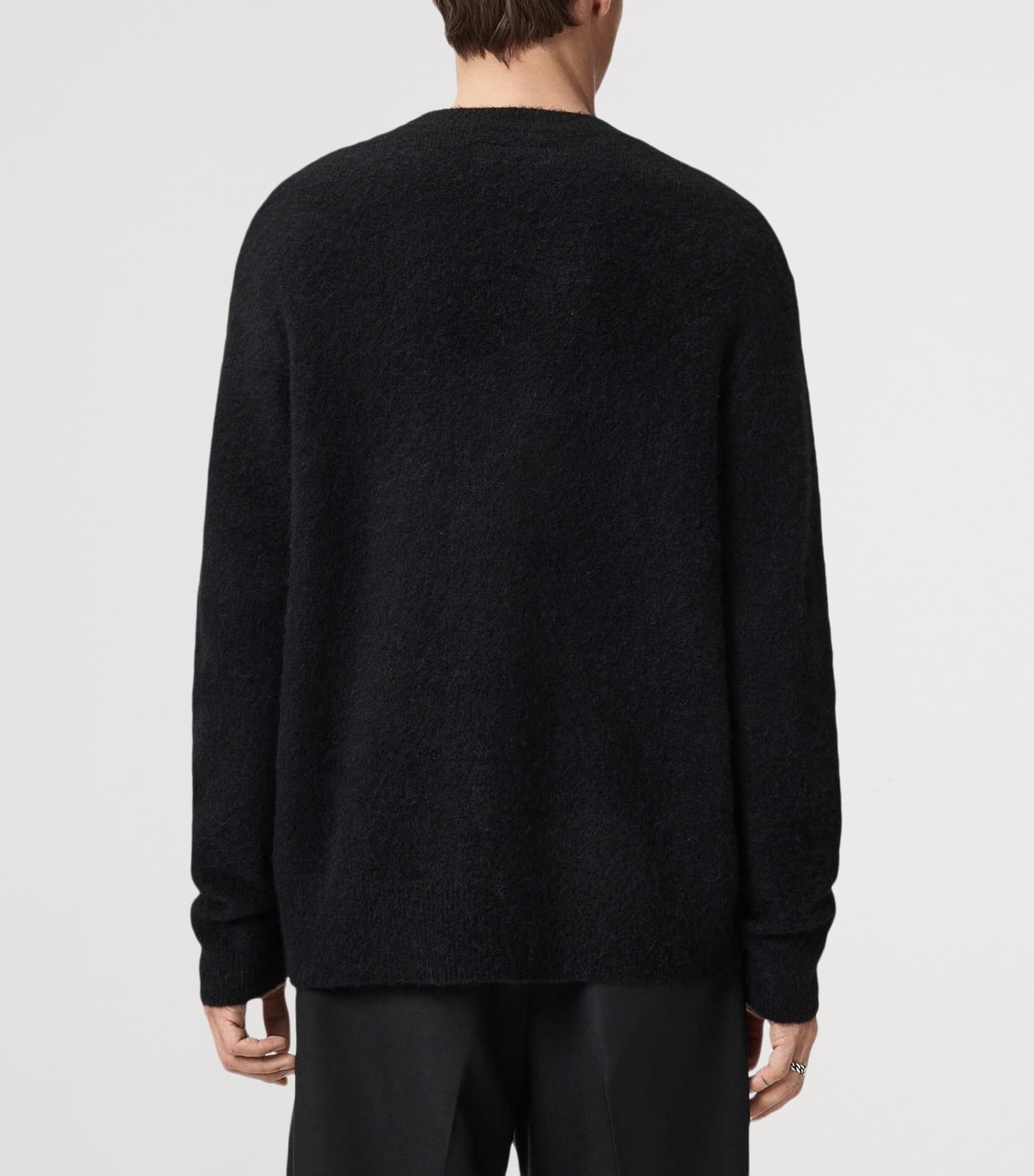 AllSaints Mens Oversized Ridges Sweater Black/ecru White Image 4