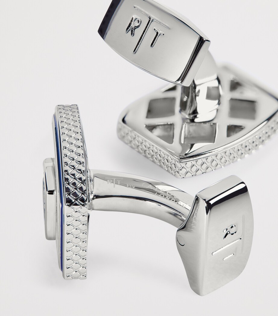 Palladium Mother-Of-Pearl-Detail Ascot Cufflinks NAVY Image 6