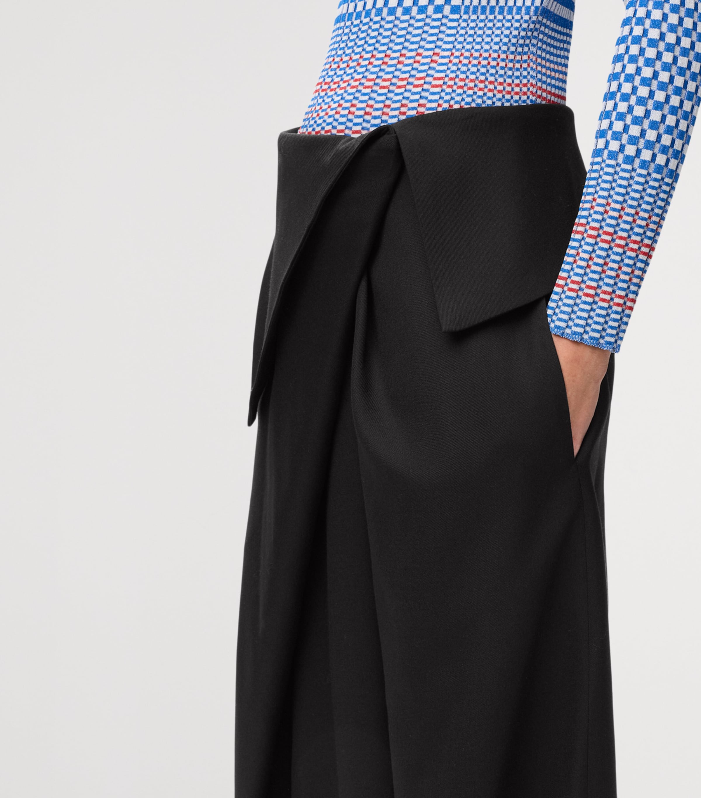 LOEWE Womens Wool-Blend Draped Trousers Black Image 5