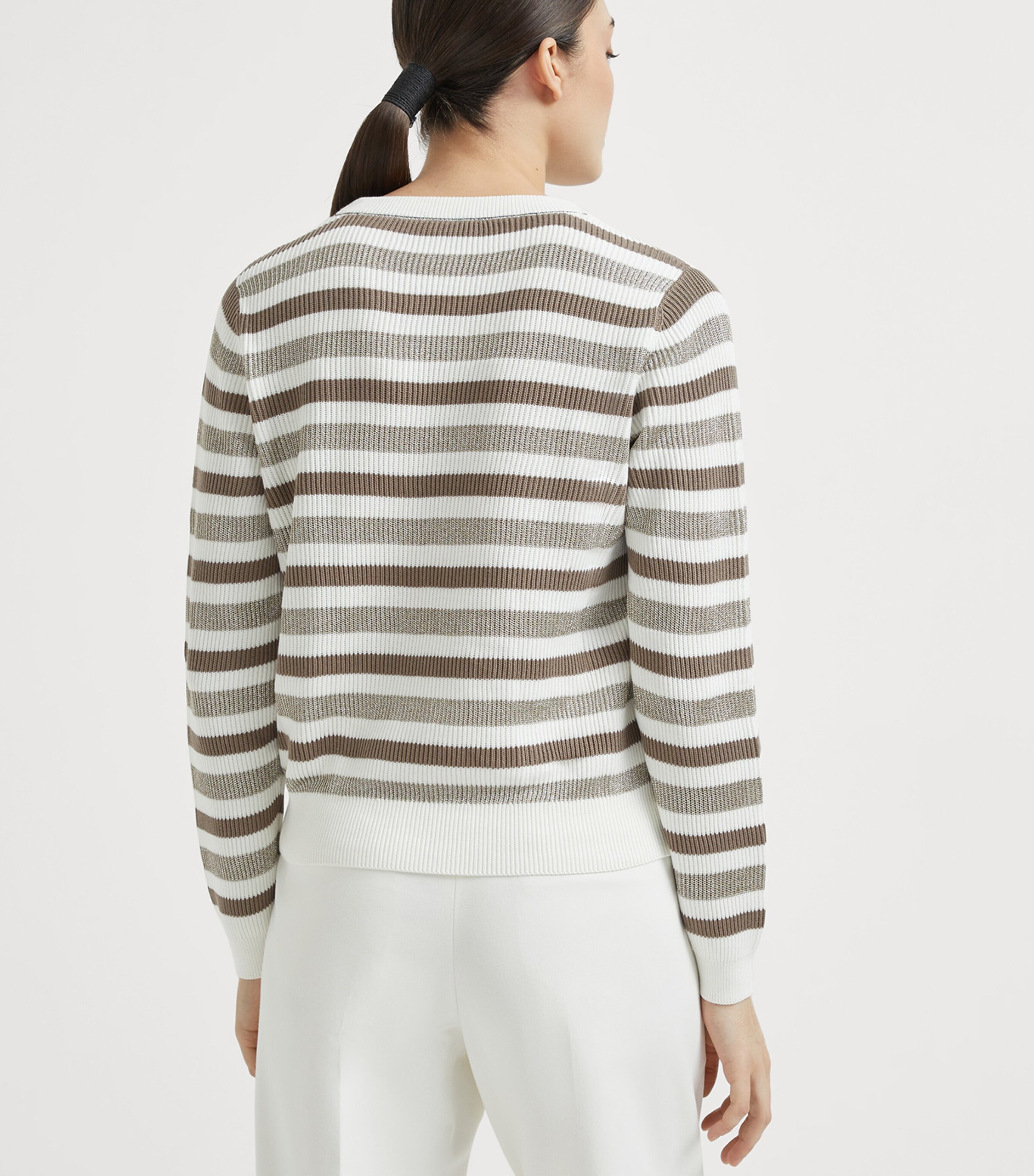 Brunello Cucinelli Womens Cotton Stripe Sweater Image 3