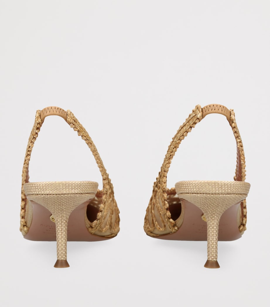 Aquazzura Raffia Kahlo Slingback Pumps 50 Beige Image 2