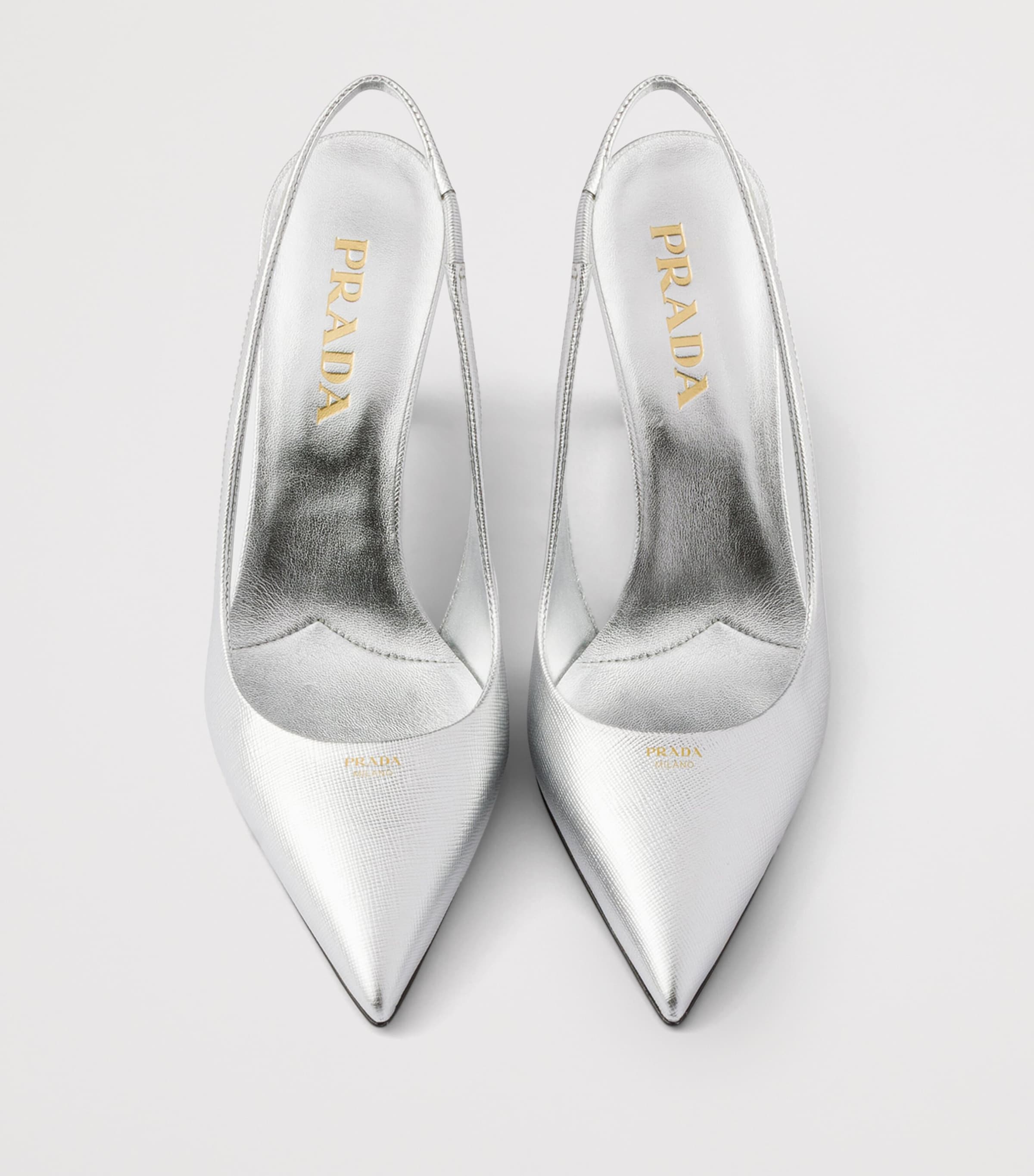 Prada Metallic Saffiano Leather Slingback Pumps 75 Gold/silver Image 3