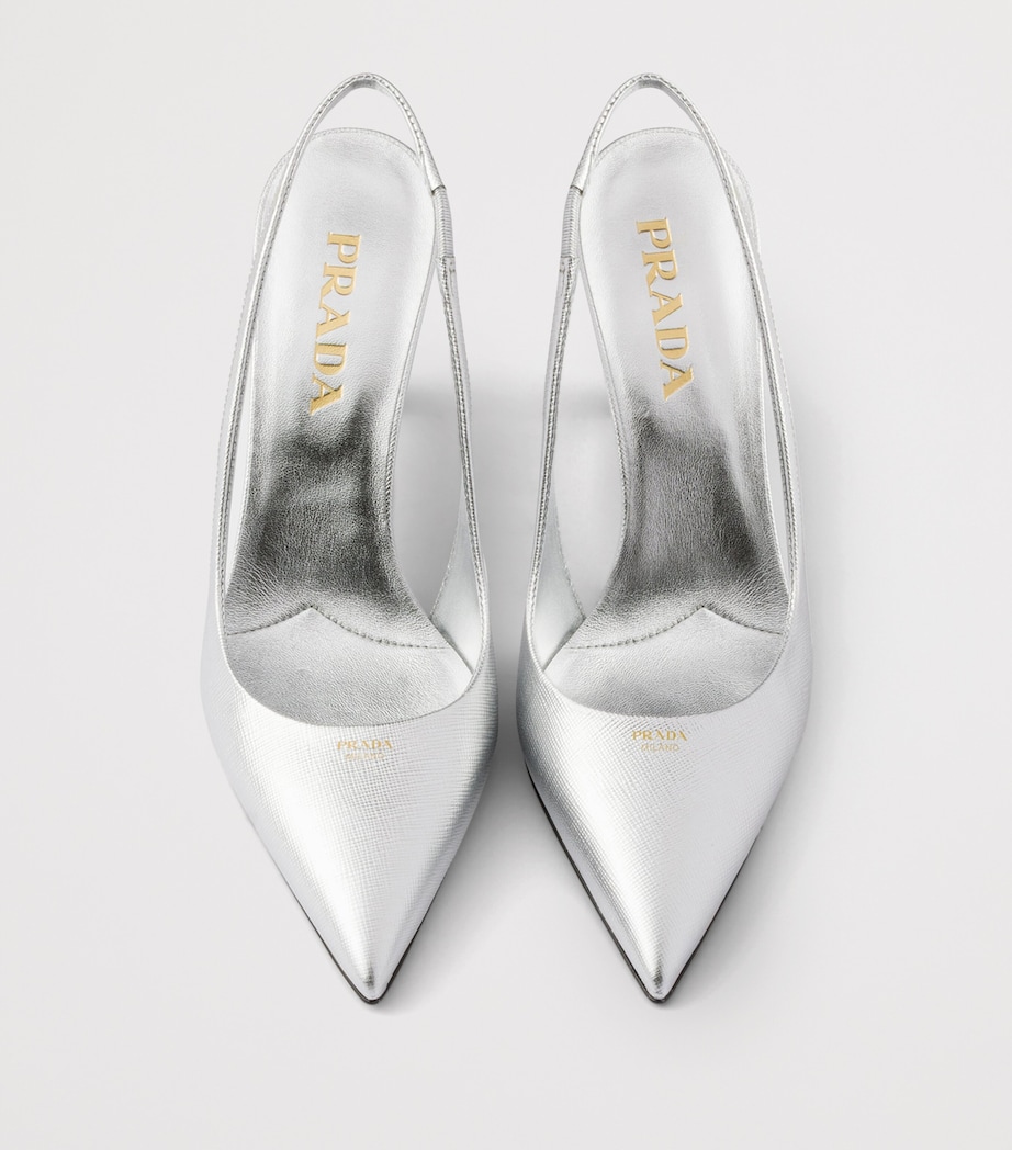 Prada Metallic Saffiano Leather Slingback Pumps 75 Gold/silver Image 3