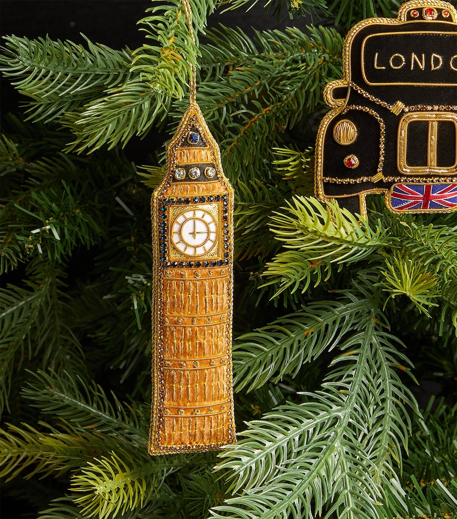 Beaded Big Ben Tree Decoration GOLD/NAVY Image 2