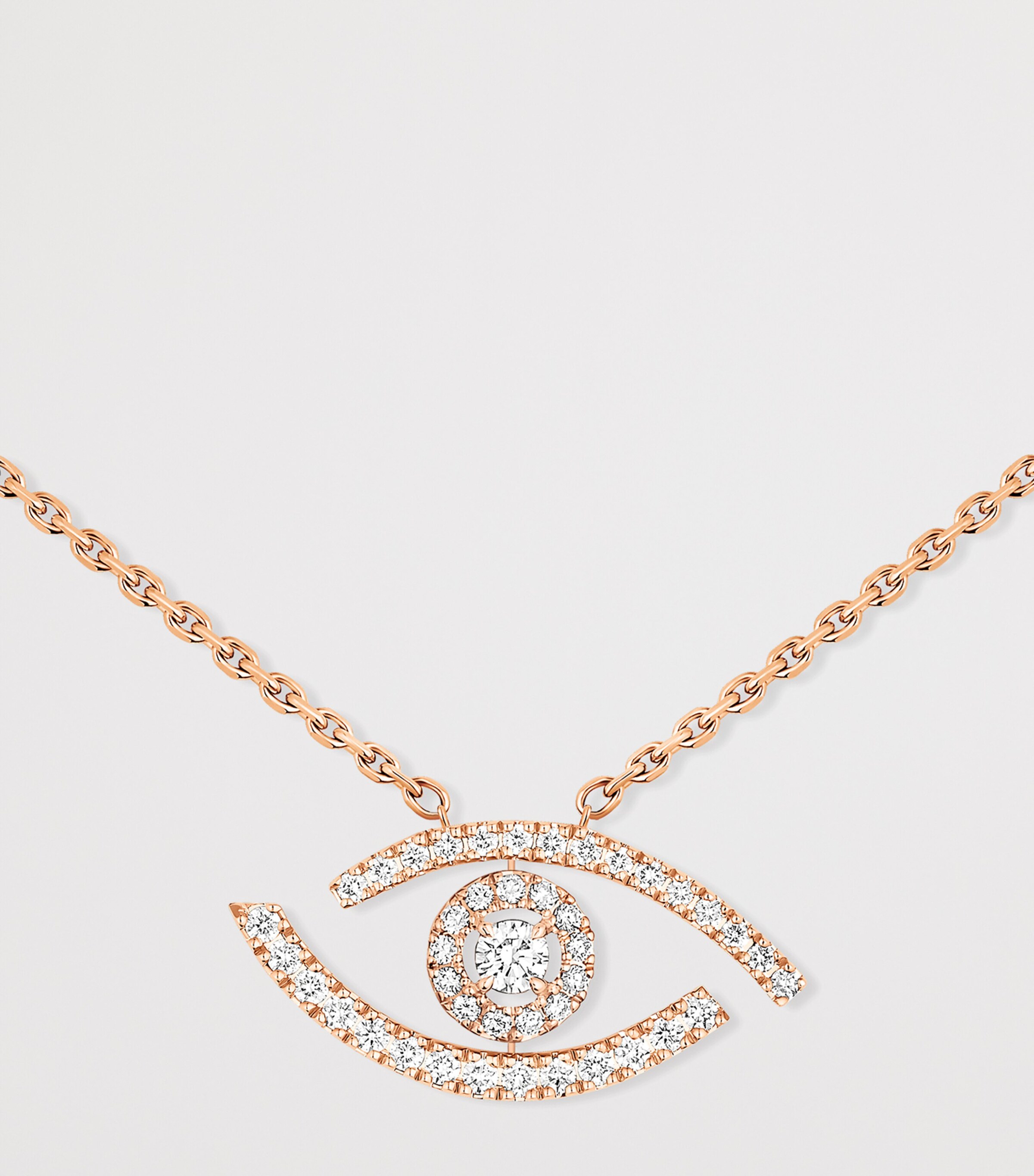Messika Lucky Eye Pink Gold and Pavé White Diamond Necklace (0.29ct) Pink Gold Image 3