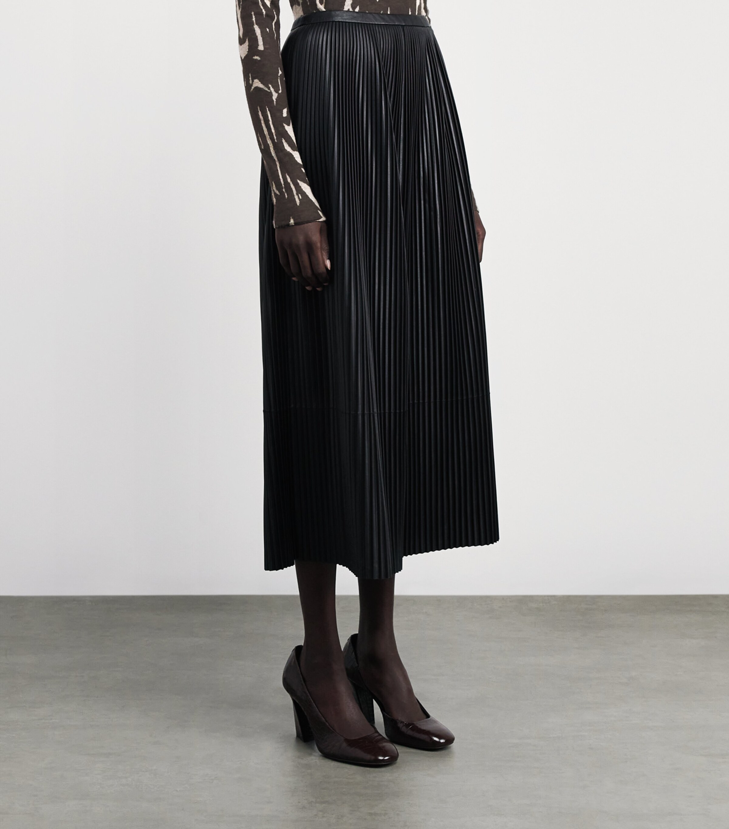 Joseph Womens Nappa Leather Didi Midi Skirt Black Image 3
